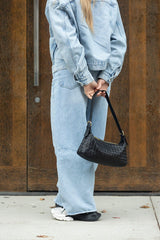 RHEA HANDWOVEN BLACK SHOULDER BAG
