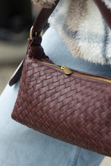 RHEA HANDWOVEN MAROON SHOULDER BAG