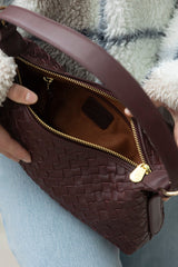 RHEA HANDWOVEN MAROON SHOULDER BAG