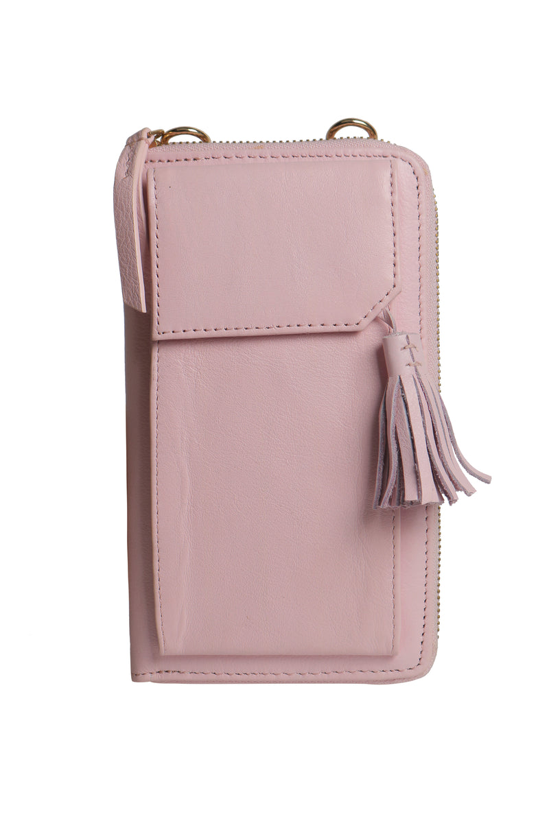 Three Fold Wallet Crossbody (Baby Pink)