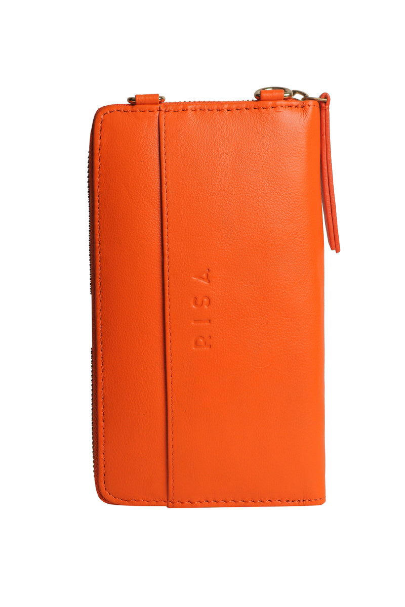 Three Fold Wallet Crossbody (Orange)