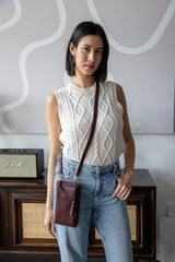 Three Fold Wallet Crossbody Aggiee Maroon