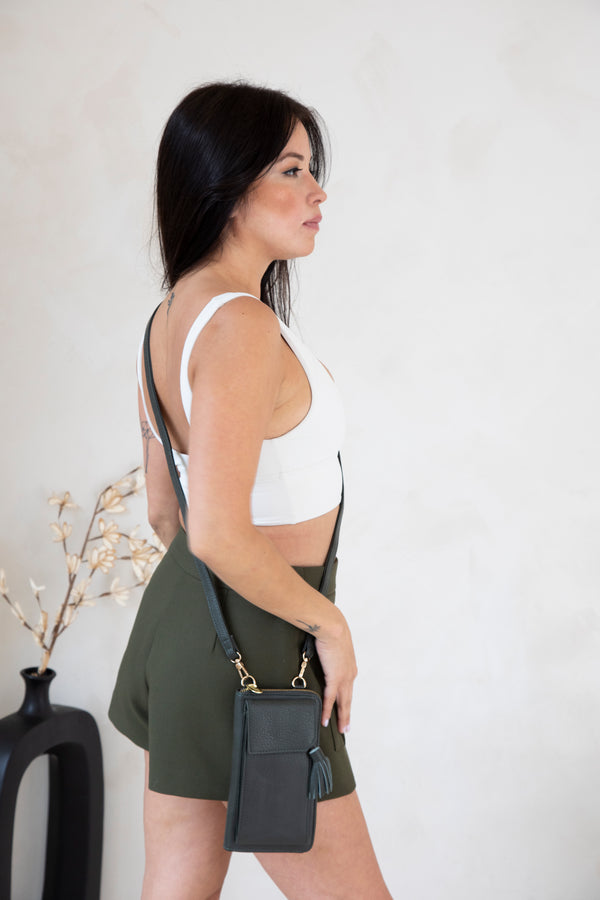 Three Fold Wallet Crossbody Hunter Green