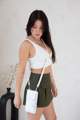 Three Fold Wallet Crossbody (White)