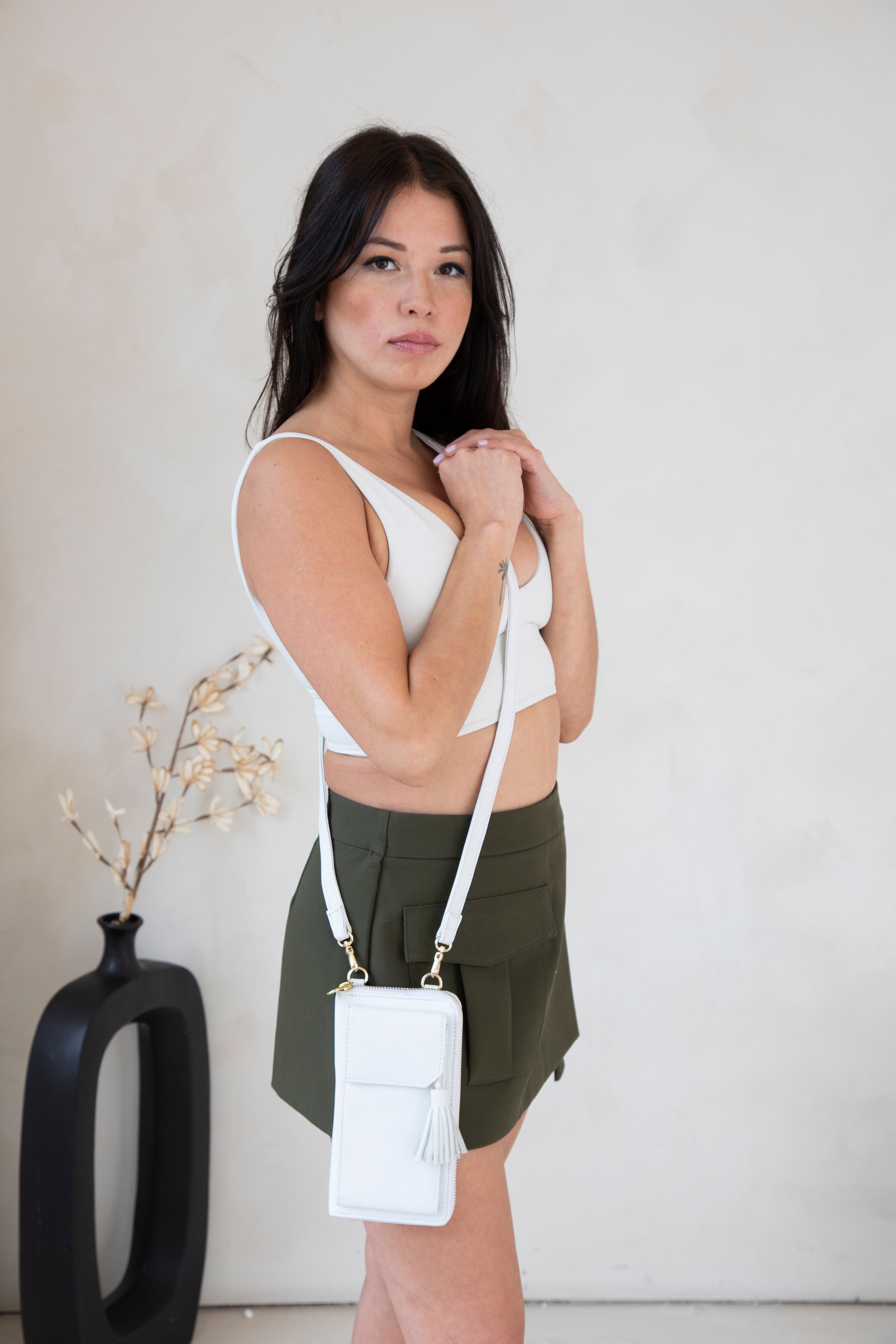 Three Fold Wallet Crossbody White