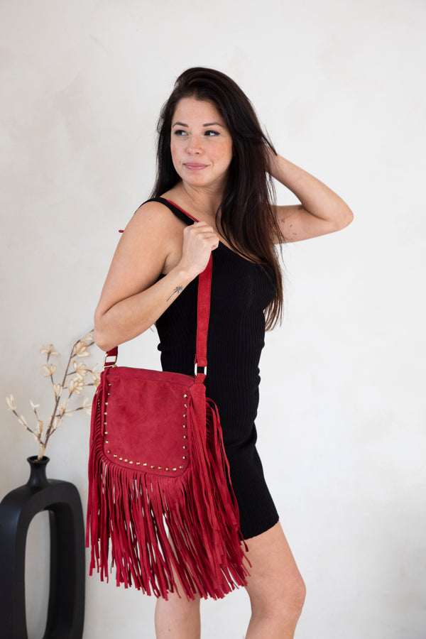 Boho Fringe Handbag (RED)