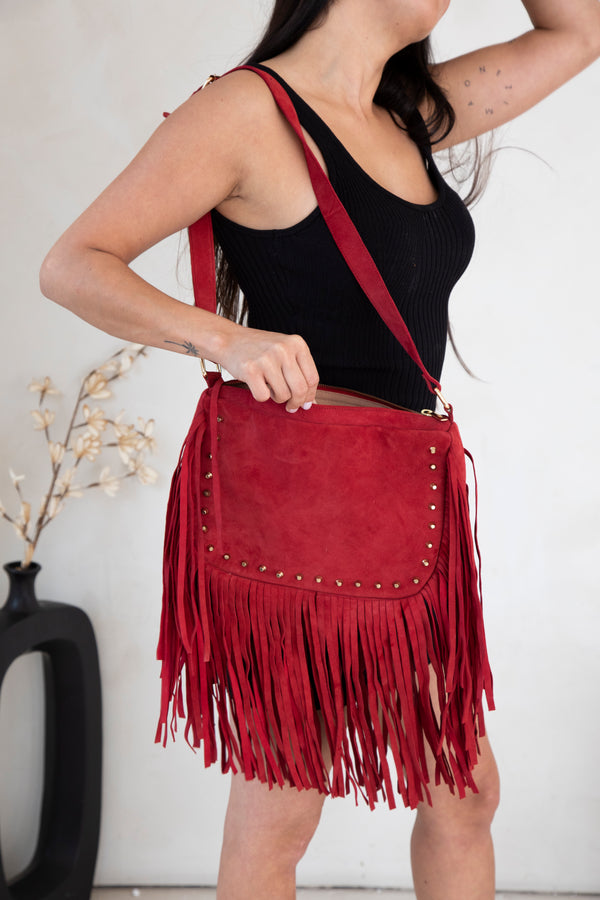 Boho Fringe Handbag (RED)