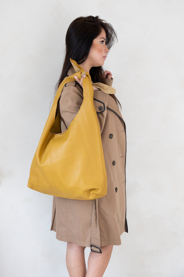 Knot Leather Shoulder Bag Mustard