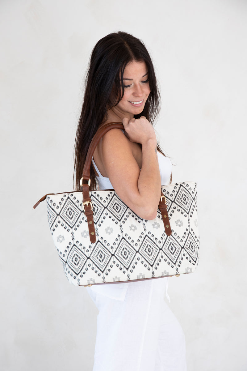Jacquard Handbag Indian Ikhat Print