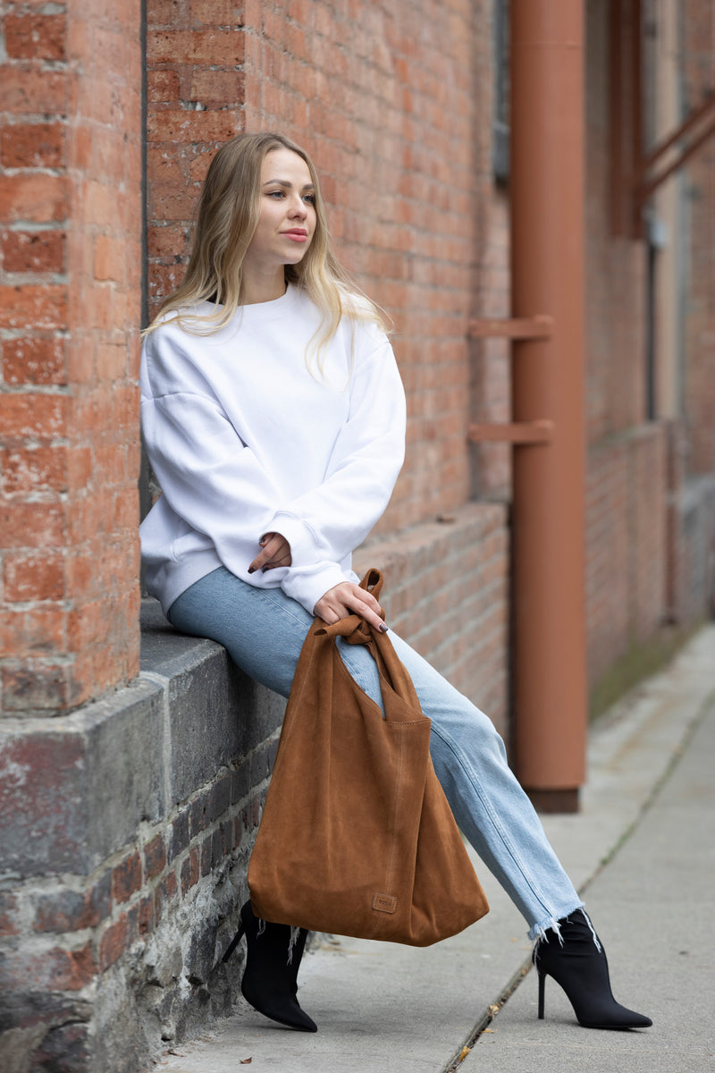 KNOT TOTE SUEDE BROWN