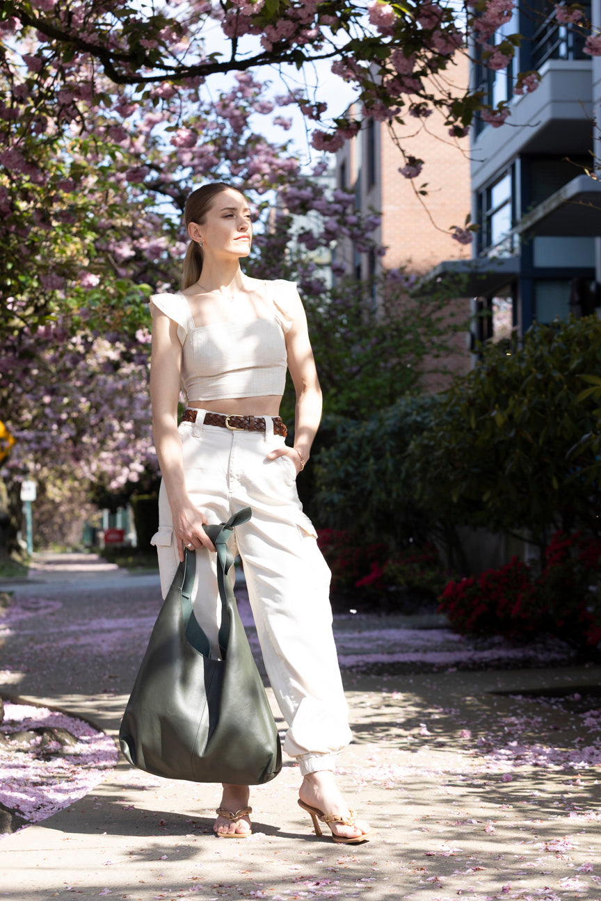 Knot Leather Shoulder Bag Hunter Green