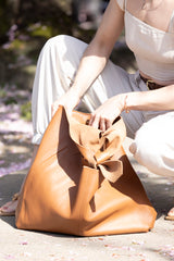 Knot Leather Shoulder Bag Tan