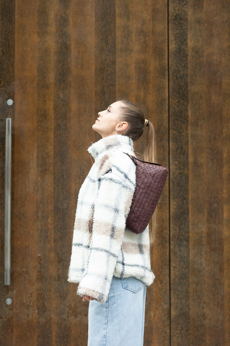 RHEA HANDWOVEN MAROON SHOULDER BAG