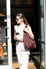 Knot Leather Shoulder Bag Aggie Maroon