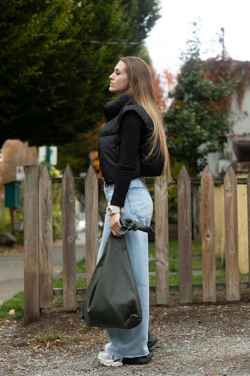 Knot Leather Shoulder Bag Hunter Green