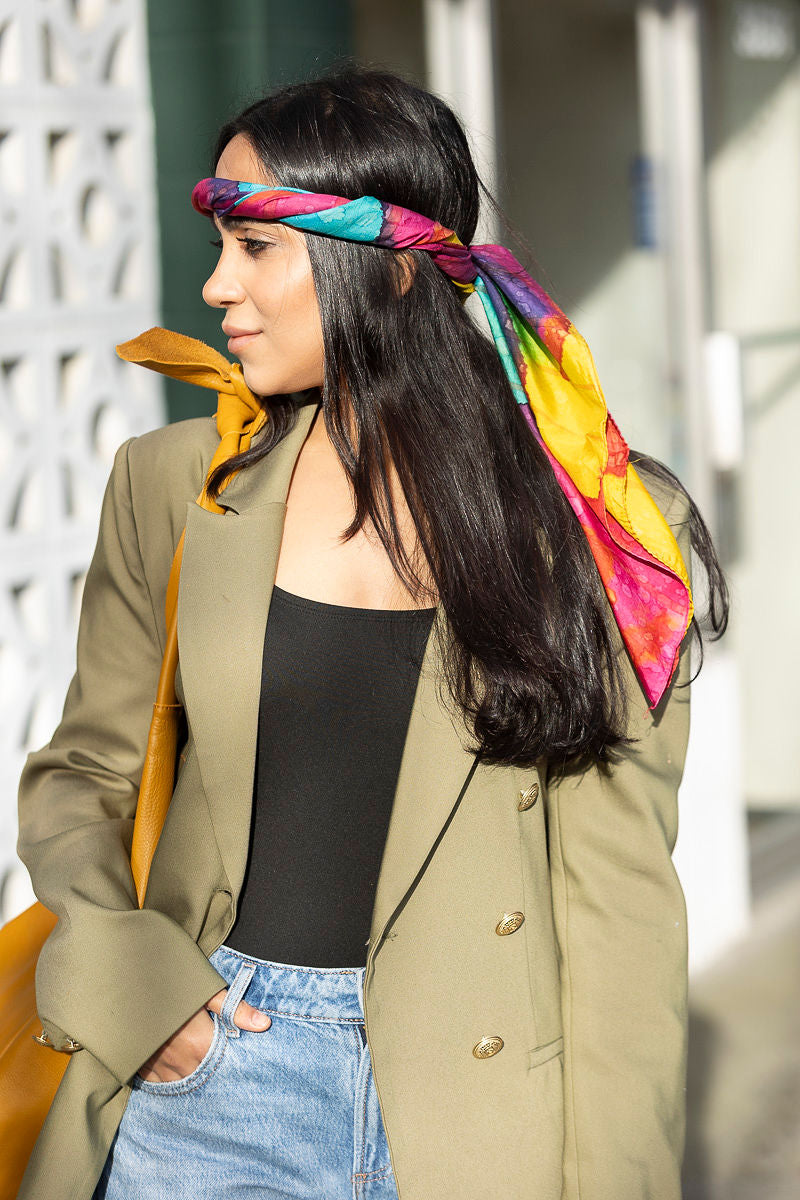 Coral Bloom Silk Scarve