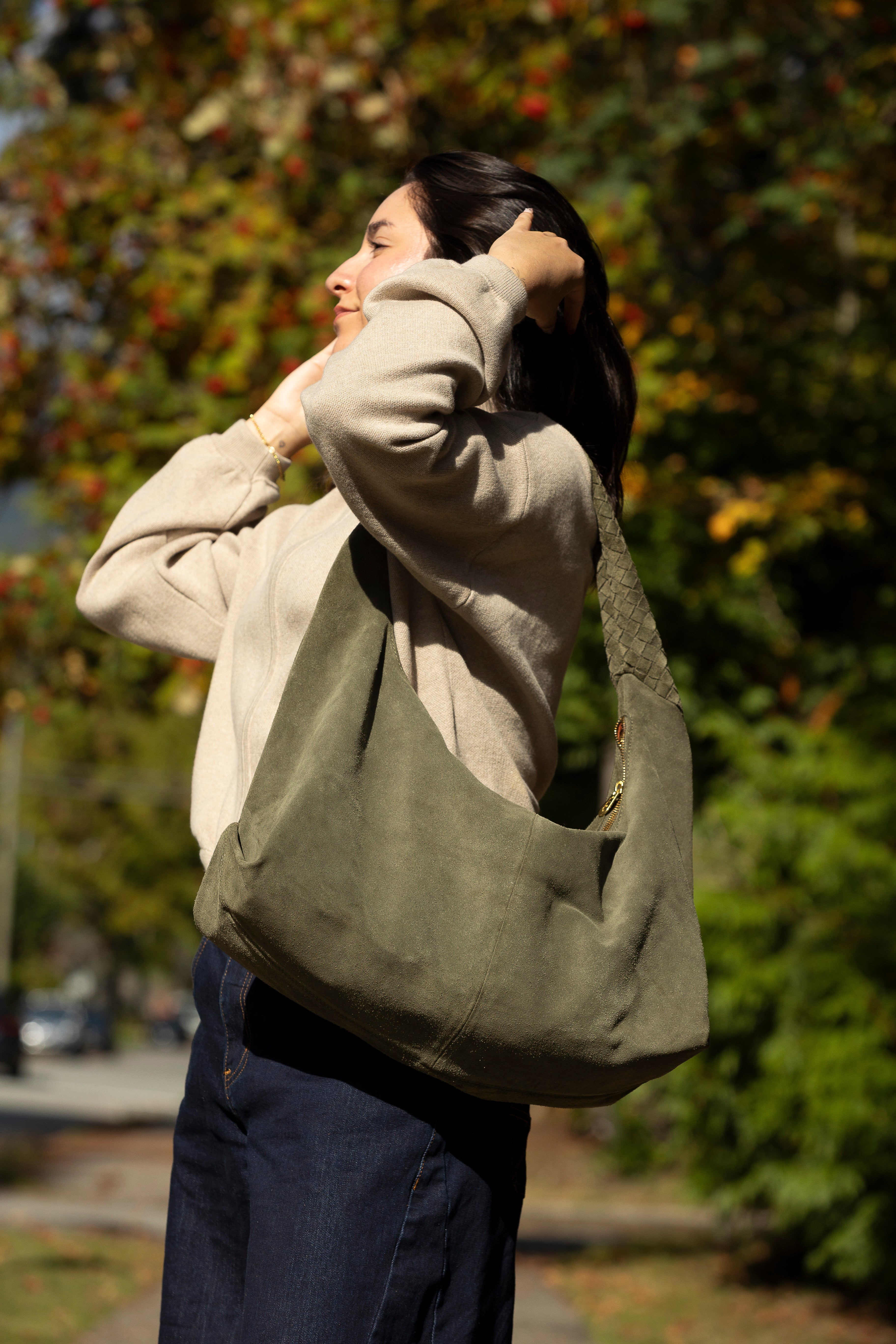 KATE SLOUCHY HOBO BAG-OLIVE
