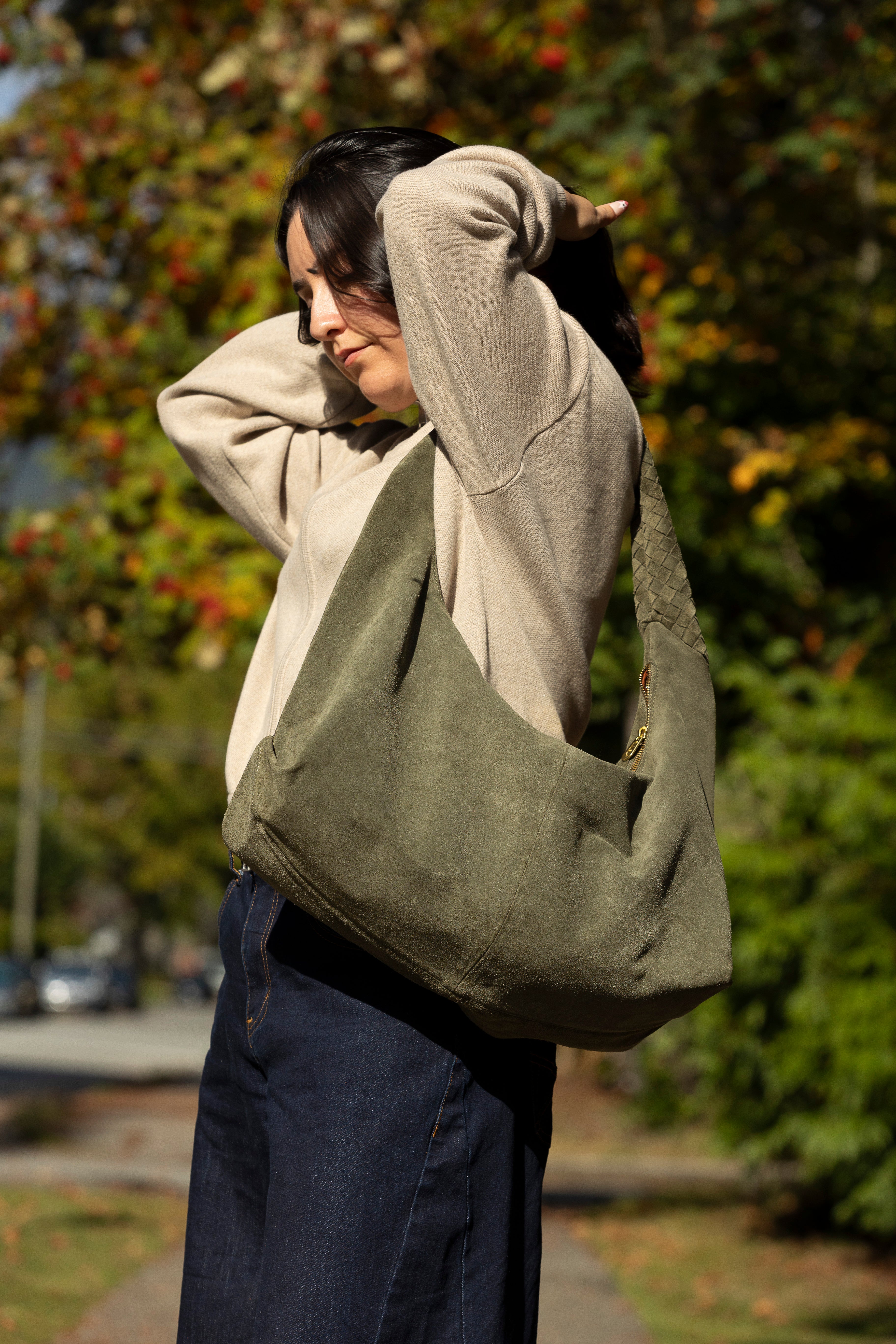 KATE SLOUCHY HOBO BAG-OLIVE
