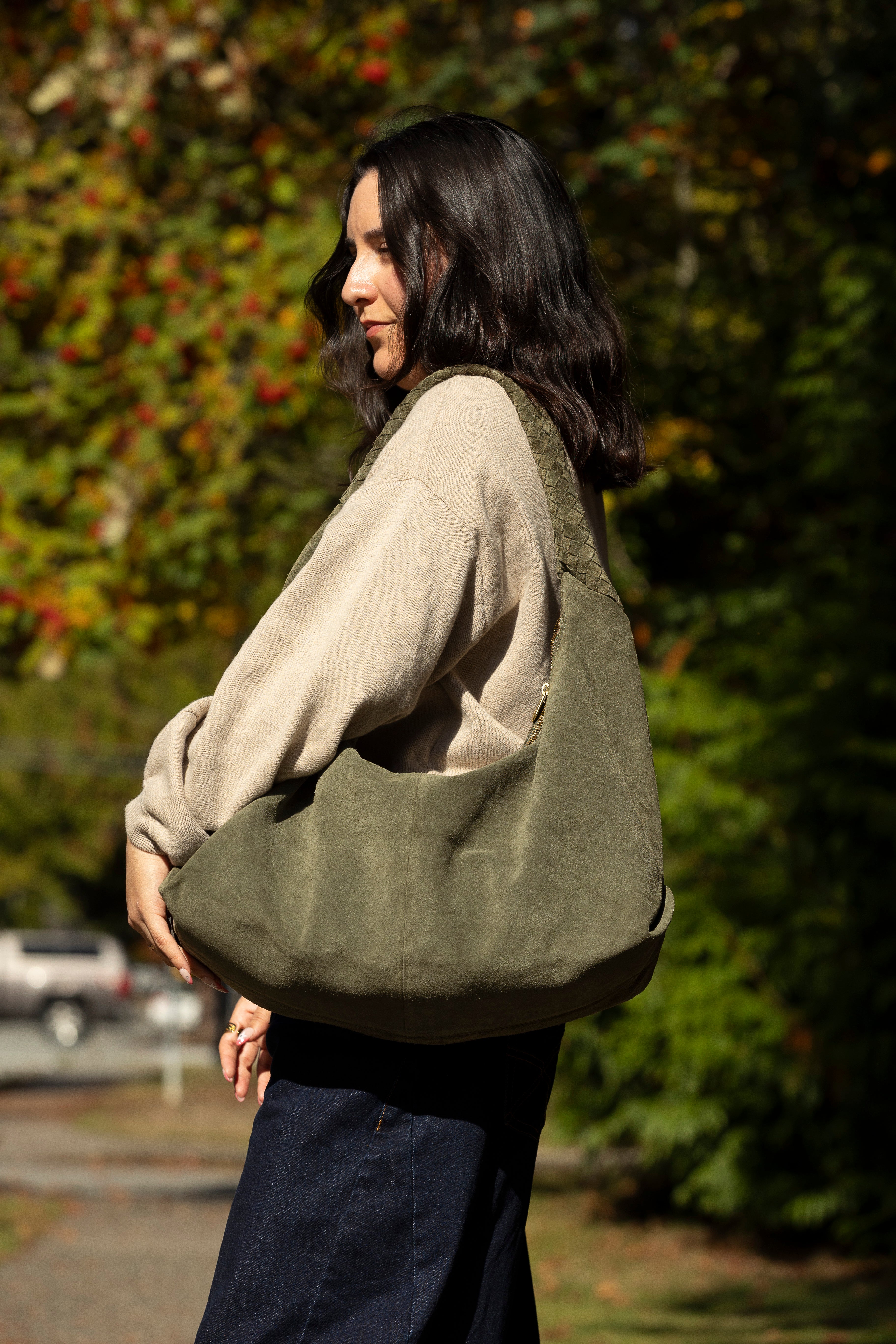 KATE SLOUCHY HOBO BAG-OLIVE
