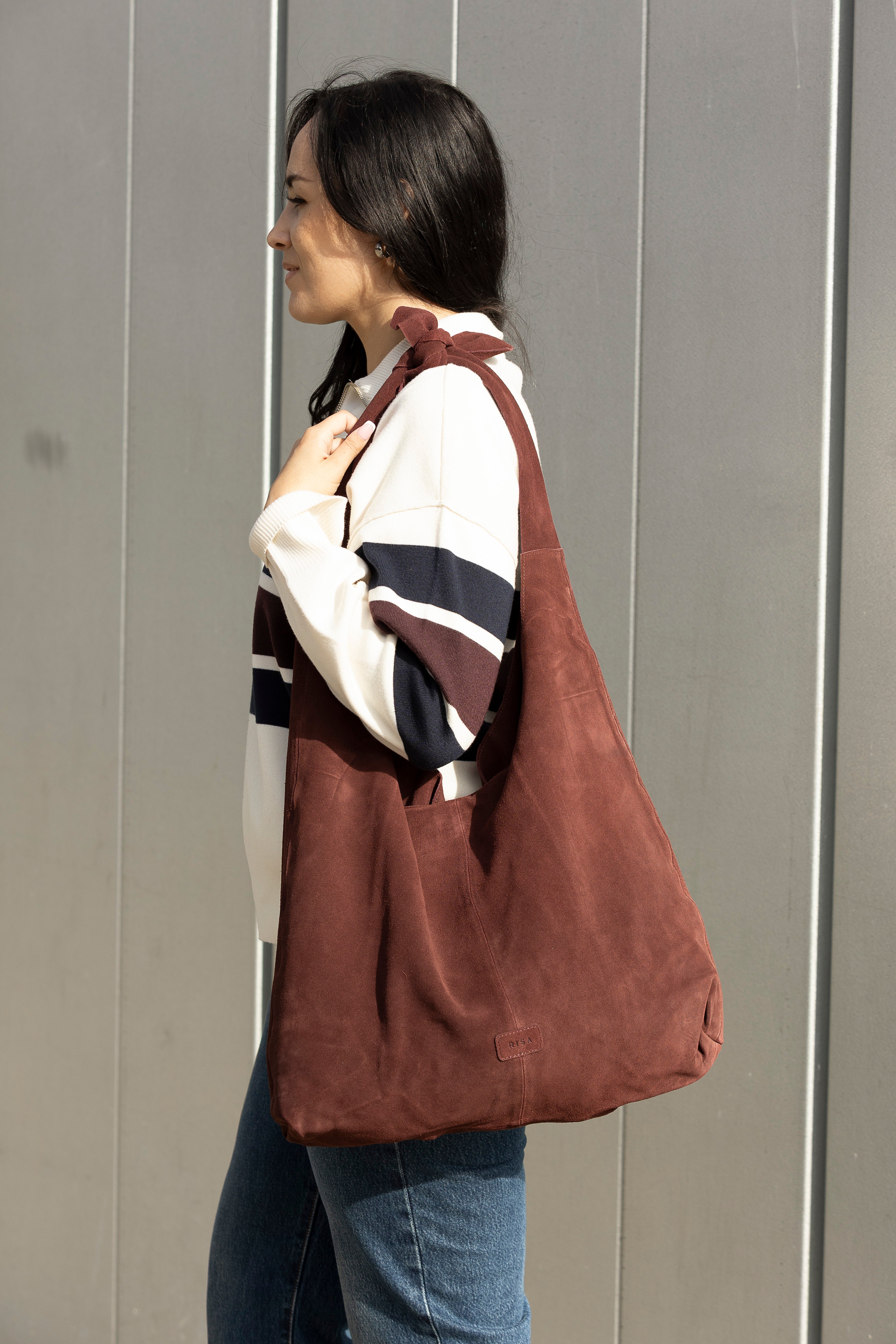 SAC CABAS NŒUD EN DAIM MERLOT