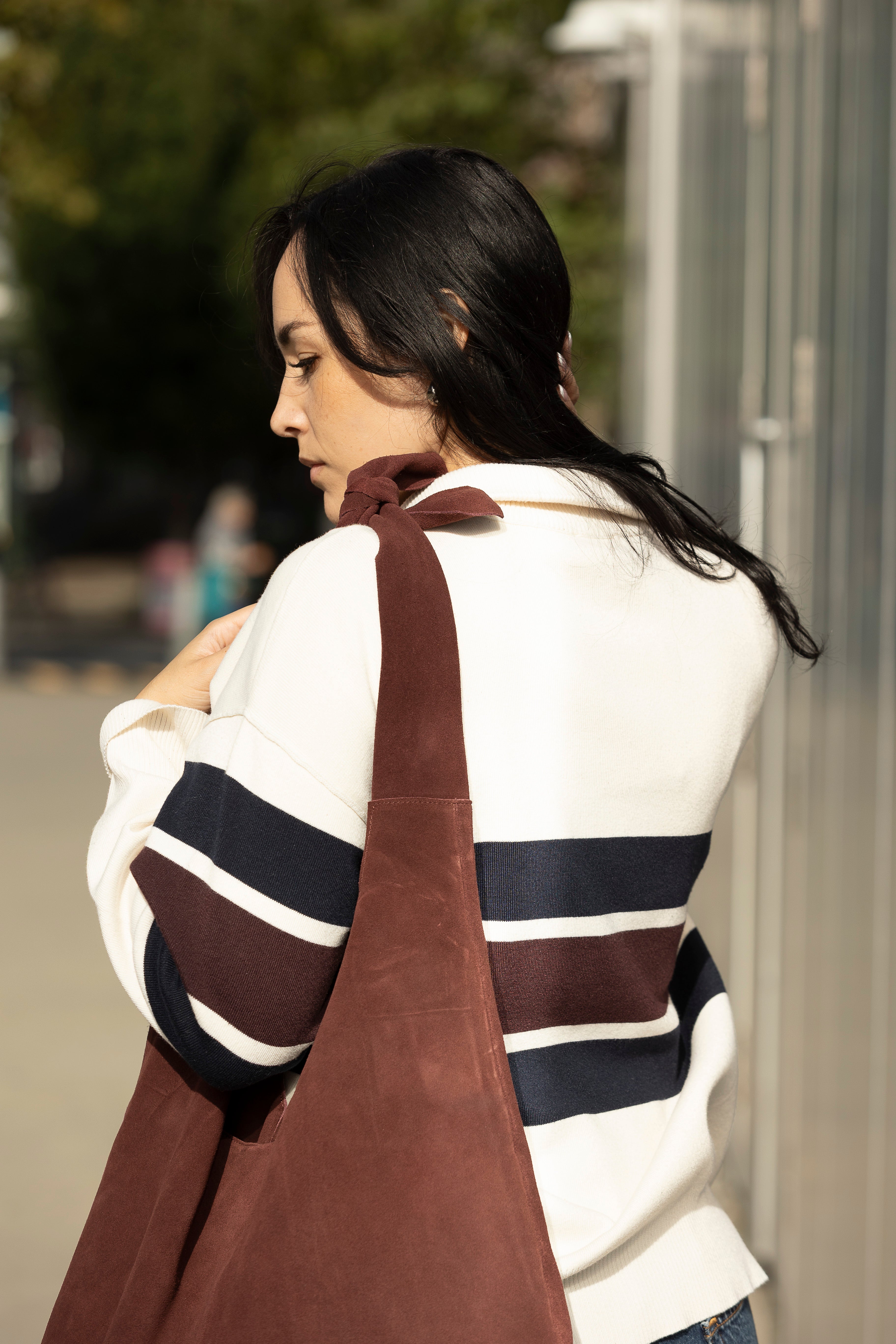 SAC CABAS NŒUD EN DAIM MERLOT