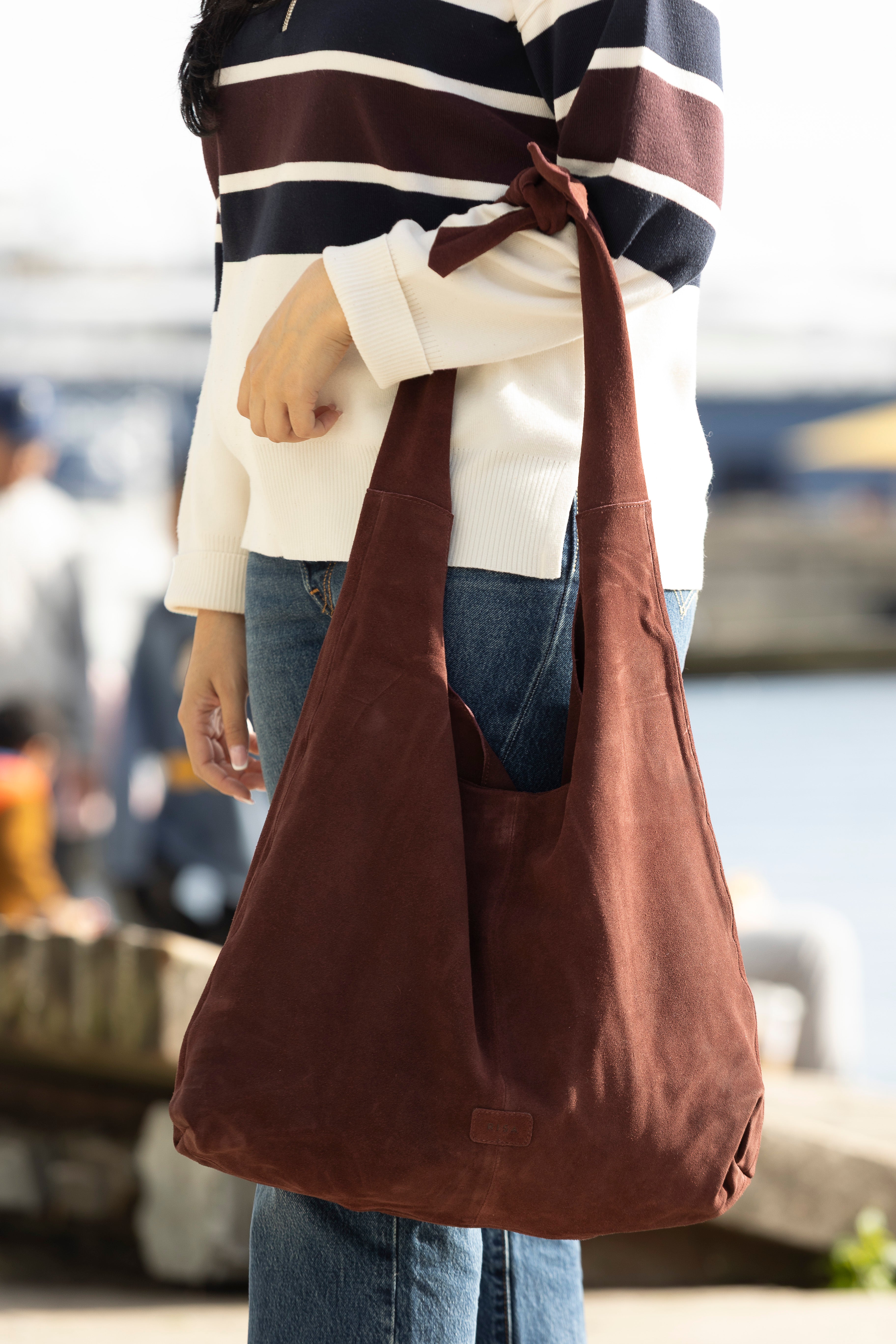 SAC CABAS NŒUD EN DAIM MERLOT