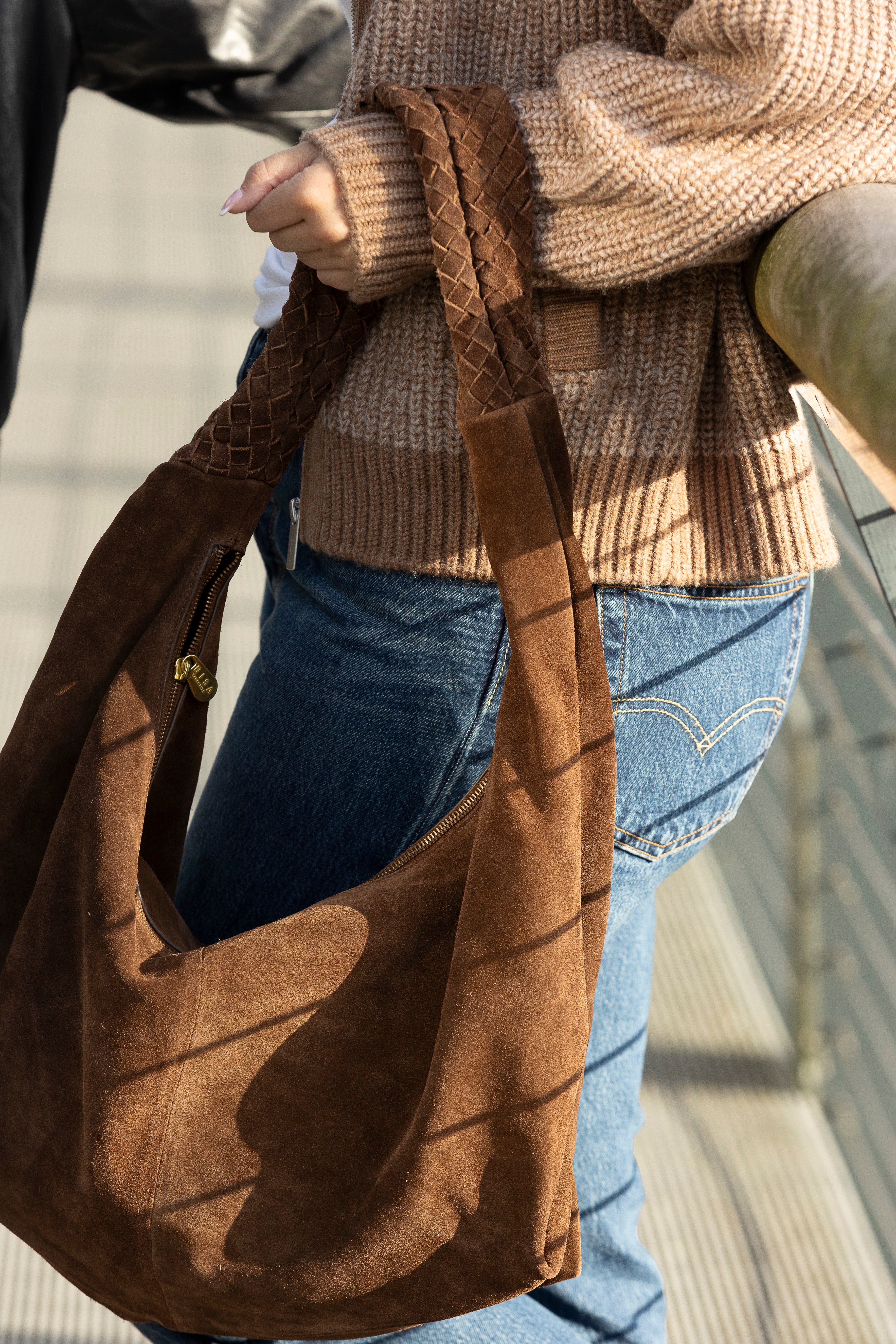 KATE SLOUCHY HOBO BAG-CHOCOLATE BROWN