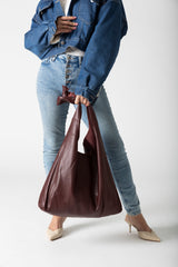 Knot Leather Shoulder Bag Aggie Maroon