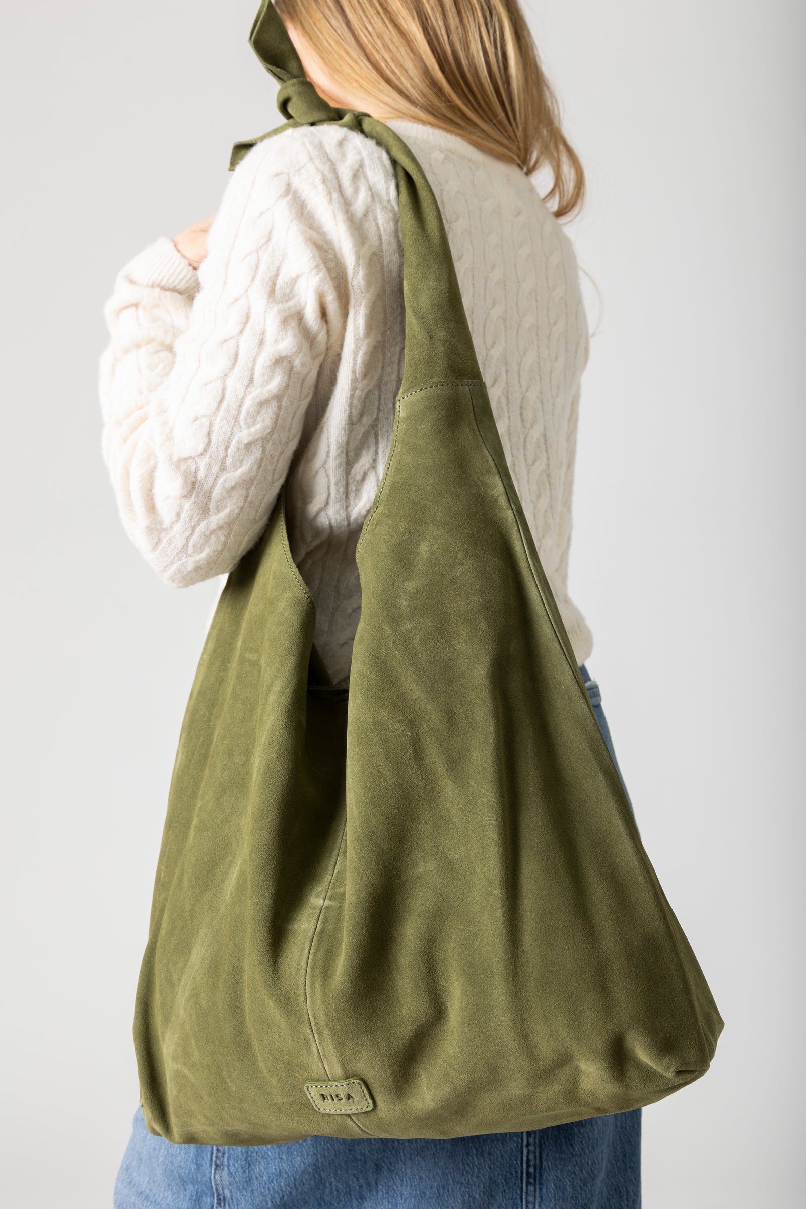 KNOT TOTE SUEDE OLIVE – RISA VANCOUVER