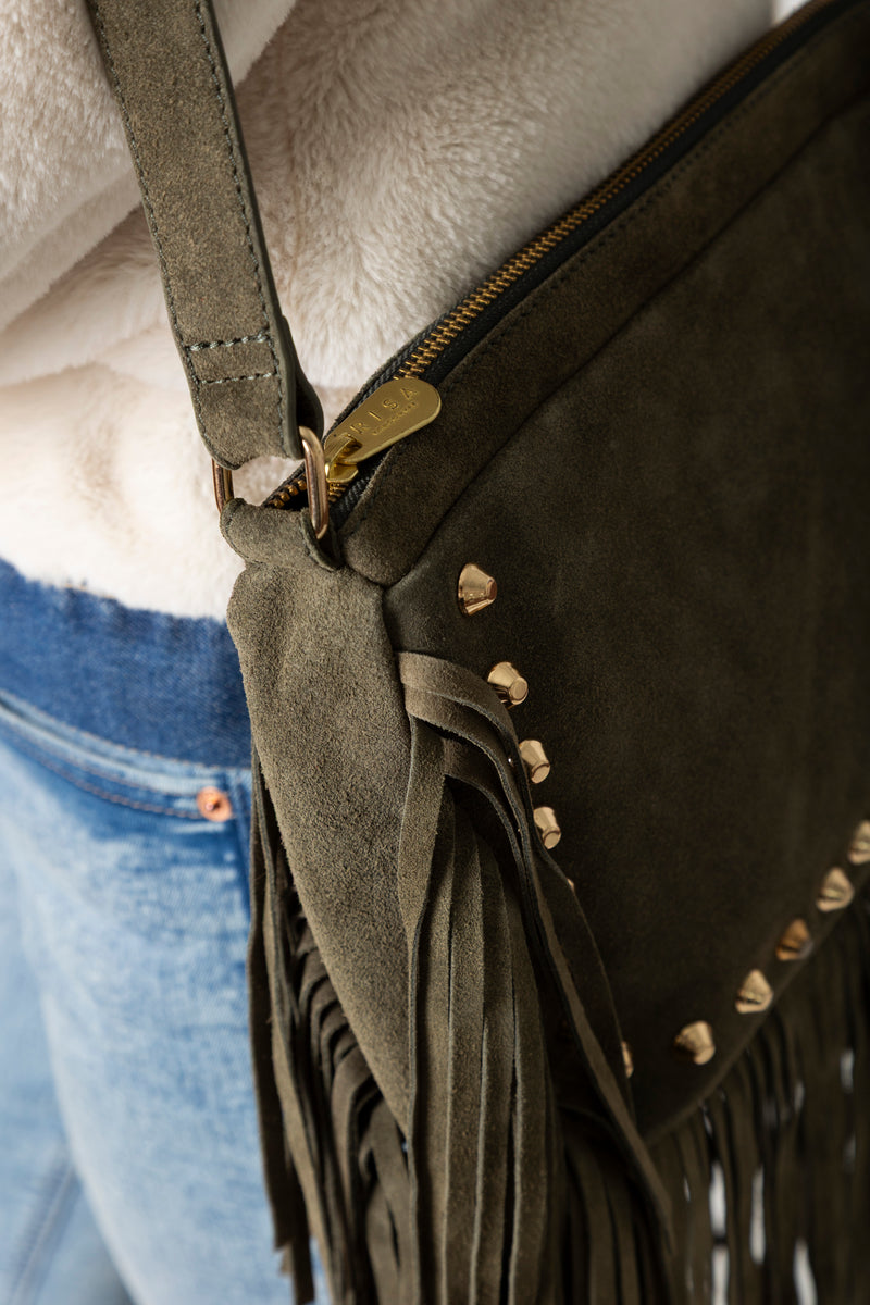 Boho Fringe Handbag Olive