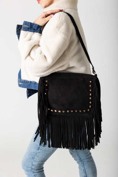 Boho Fringe Handbag Black – RISA VANCOUVER