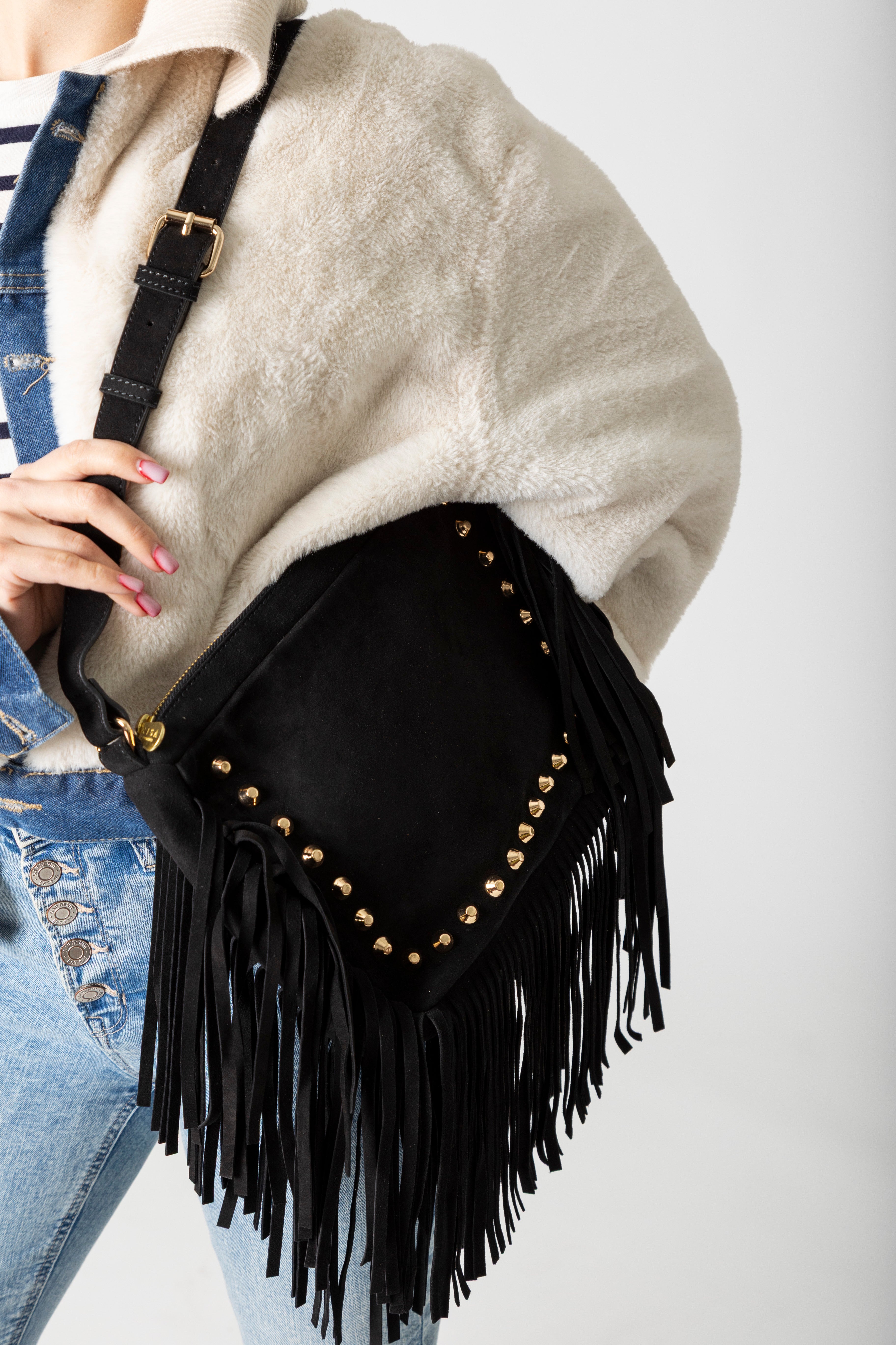 Boho Fringe Handbag Black