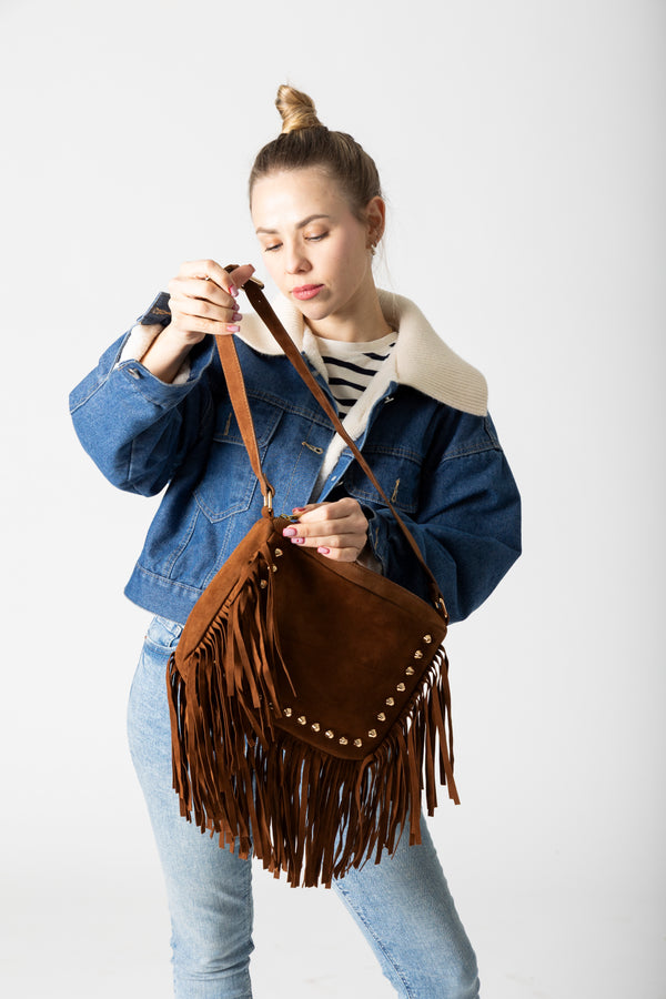 Boho Fringe Handbag Brown