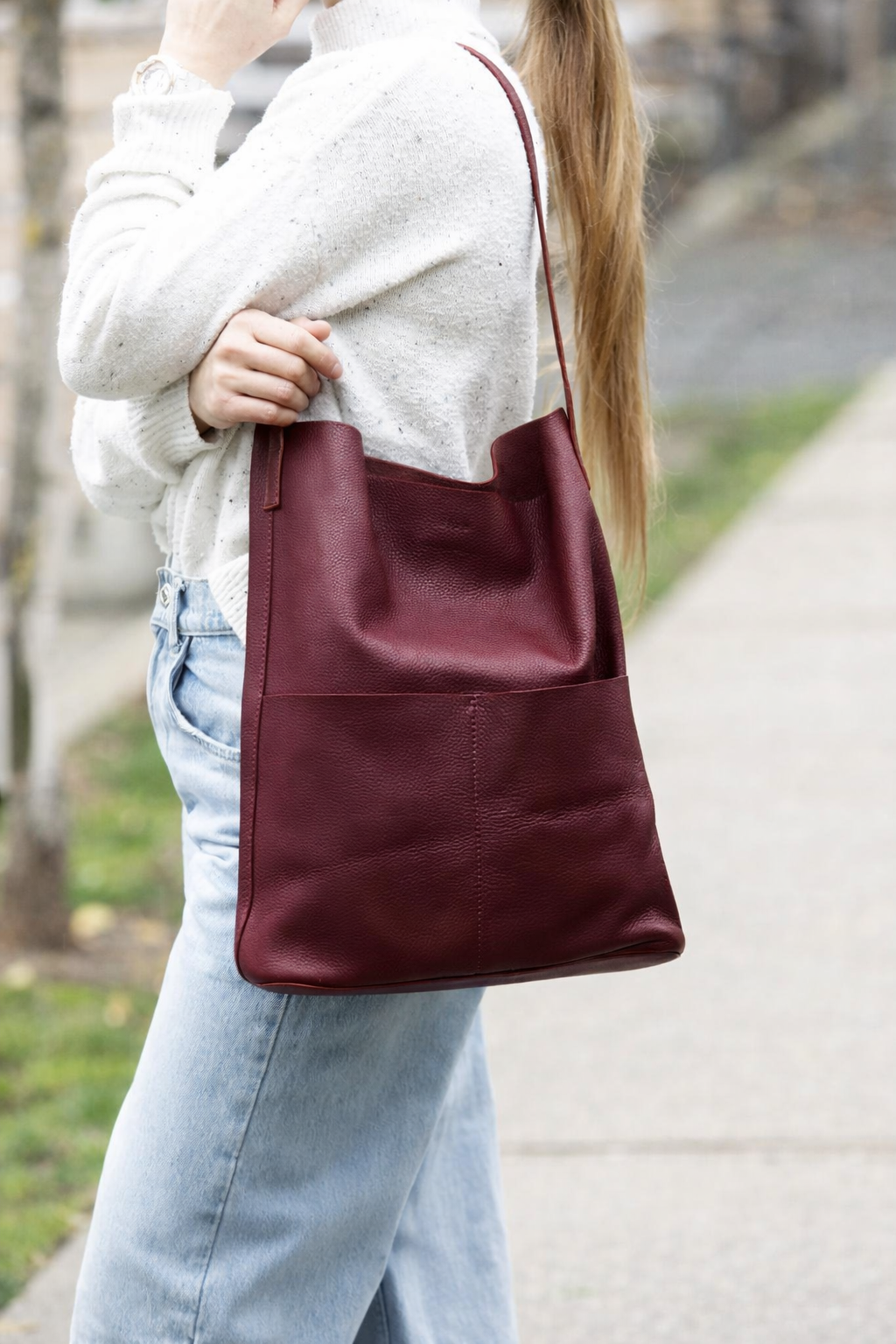 Pocket Tote Maroon