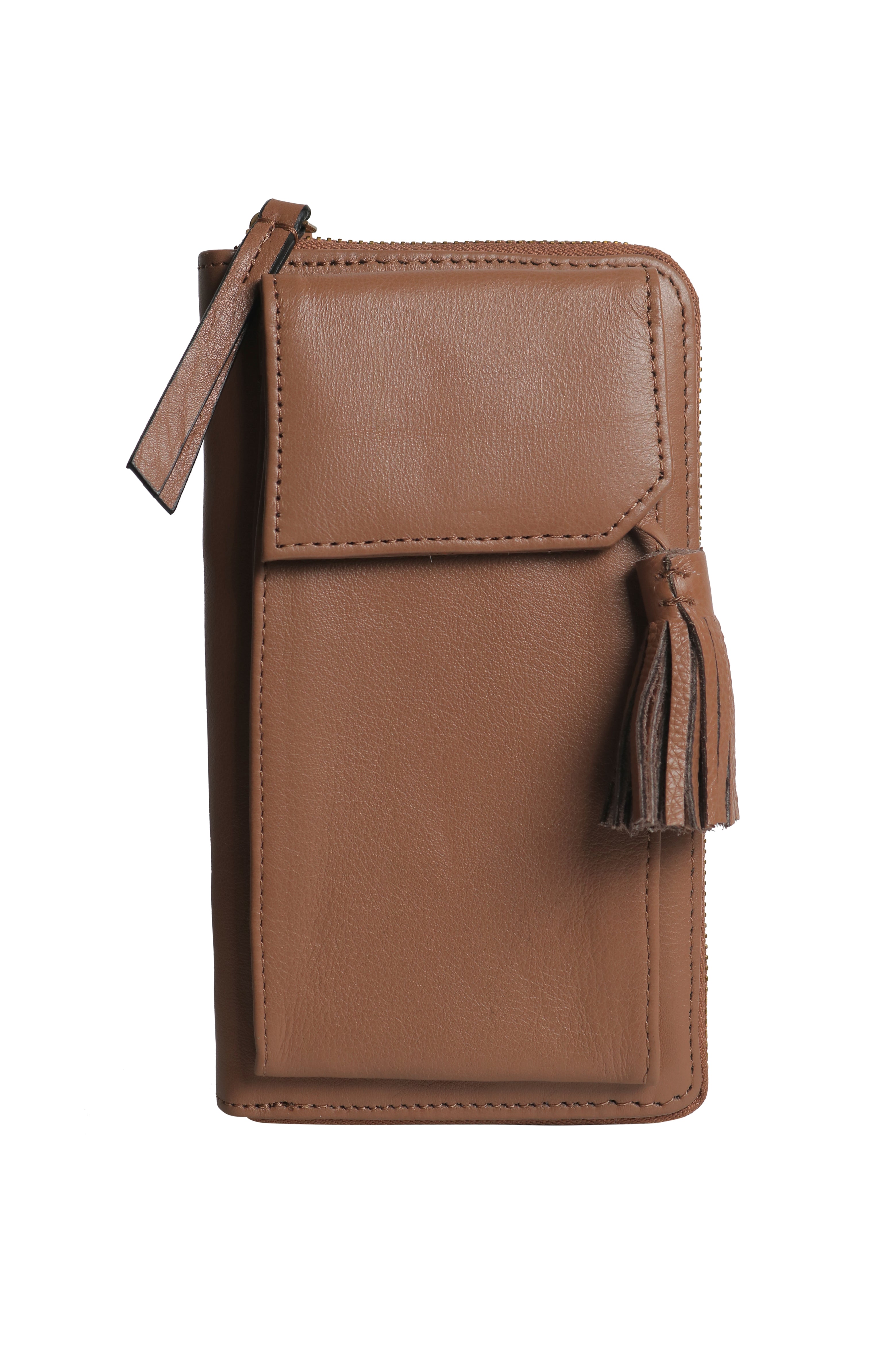 Three Fold Wallet Crossbody Pine Bark