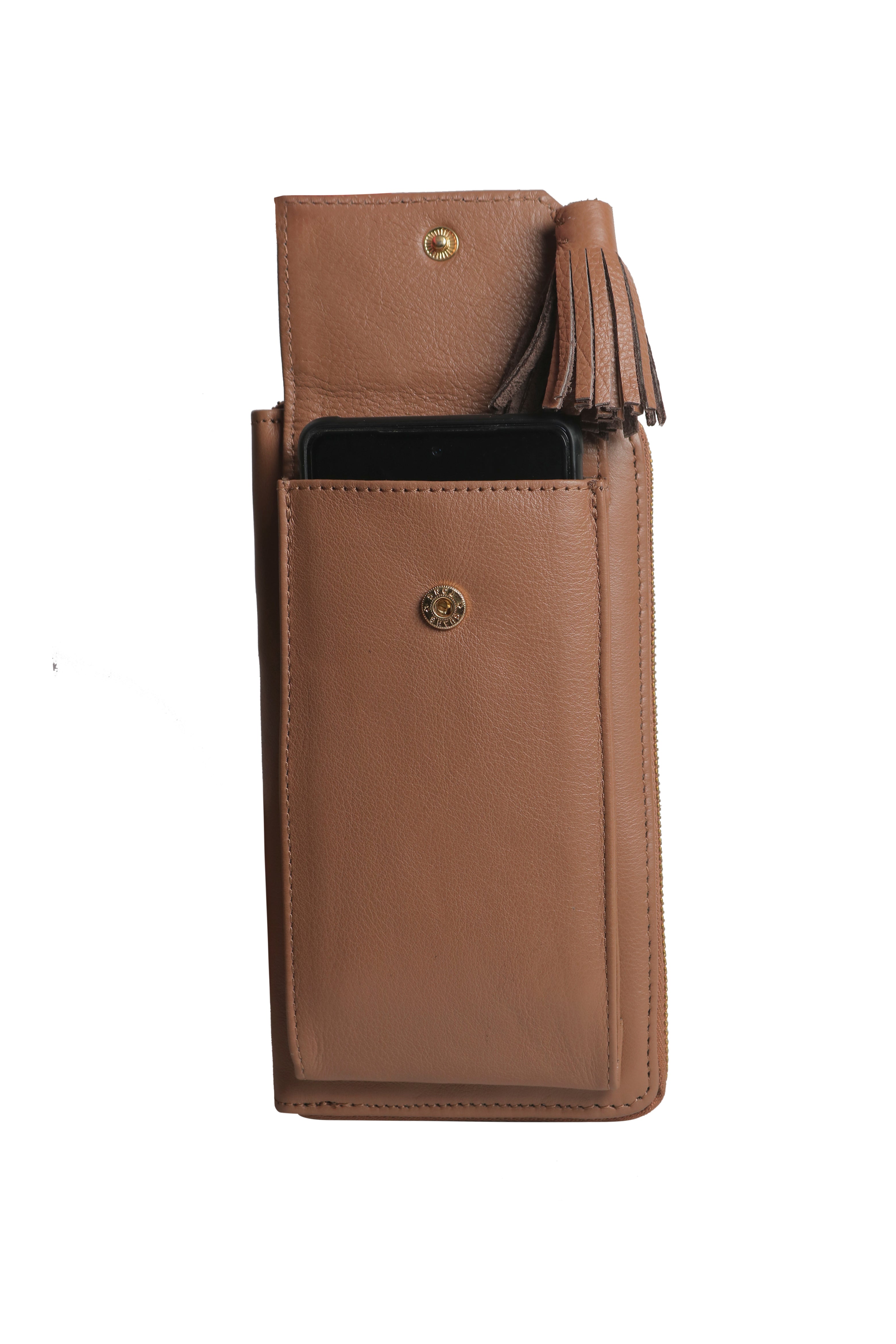 Three Fold Wallet Crossbody Pine Bark