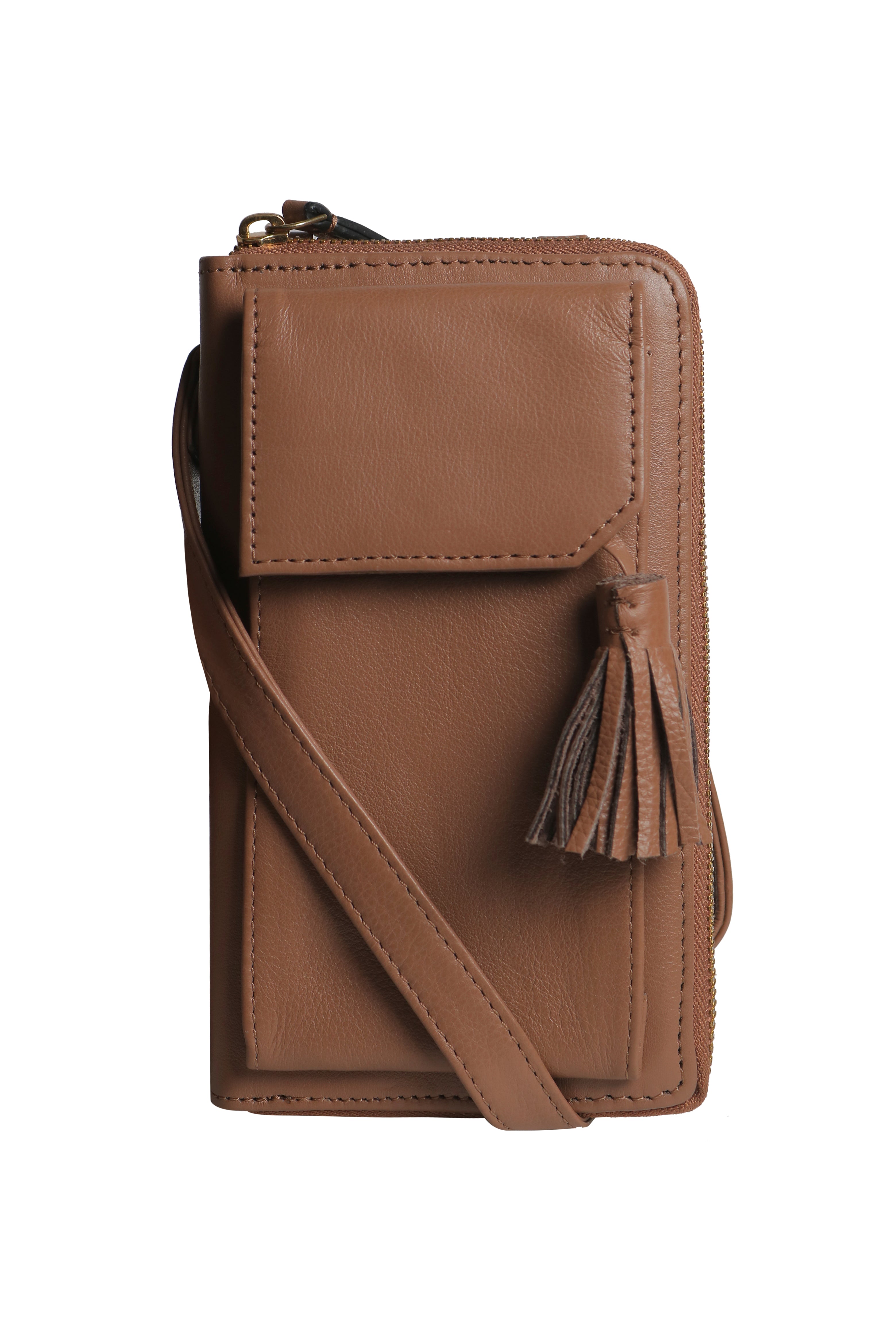 Three Fold Wallet Crossbody Pine Bark