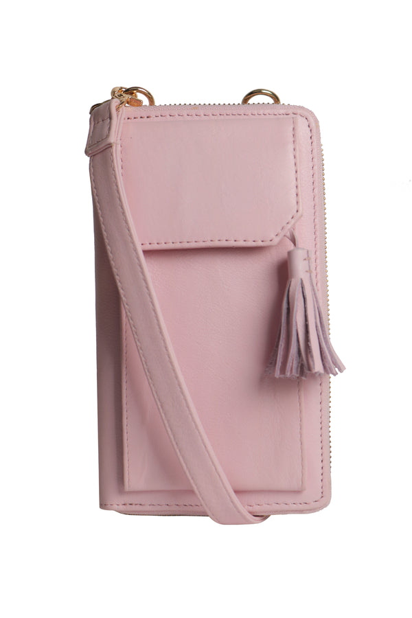 Three Fold Wallet Crossbody (Baby Pink)