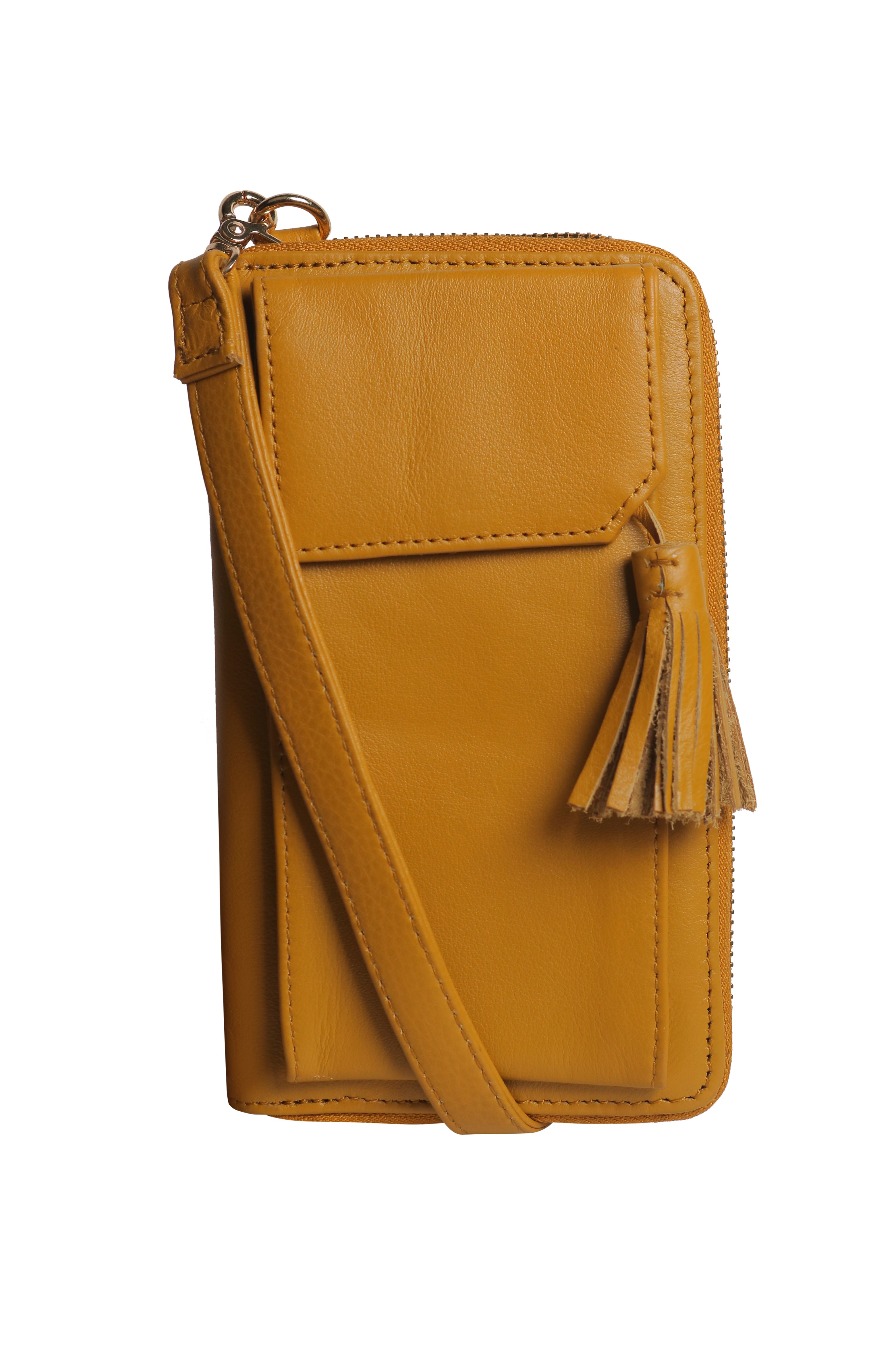 Three Fold Wallet Crossbody Mustard