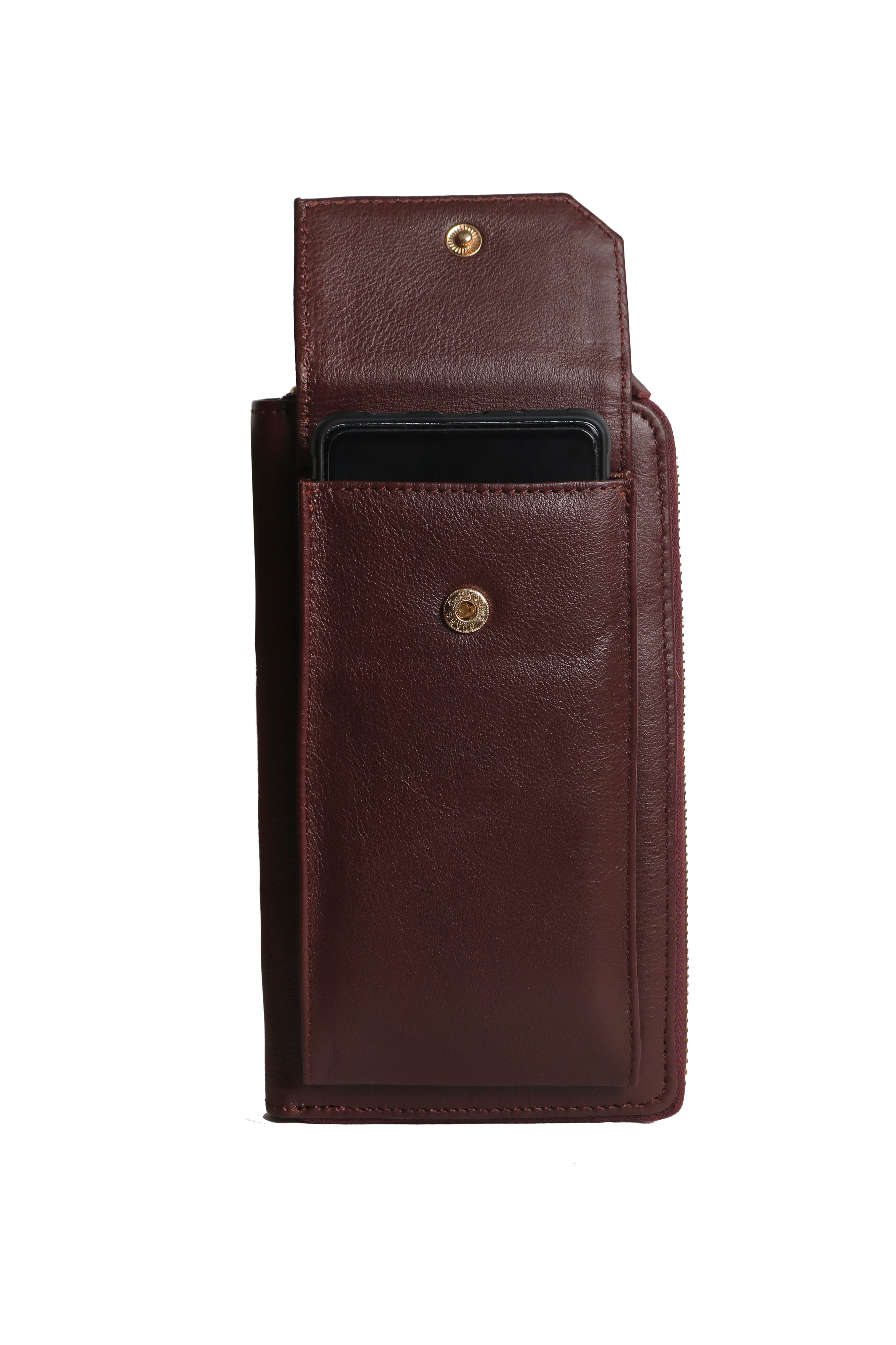 Three Fold Wallet Crossbody Aggiee Maroon