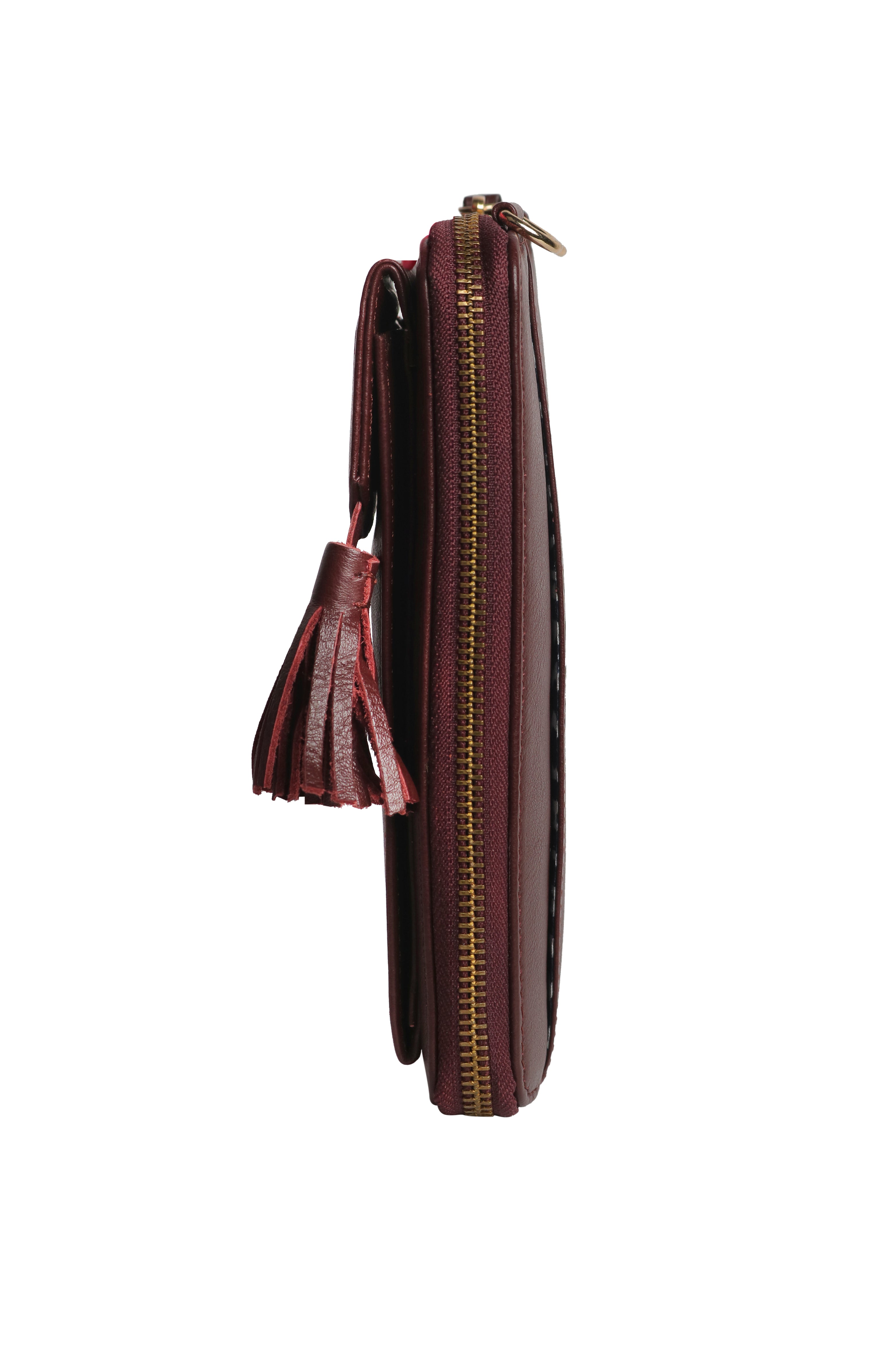 Three Fold Wallet Crossbody Aggiee Maroon