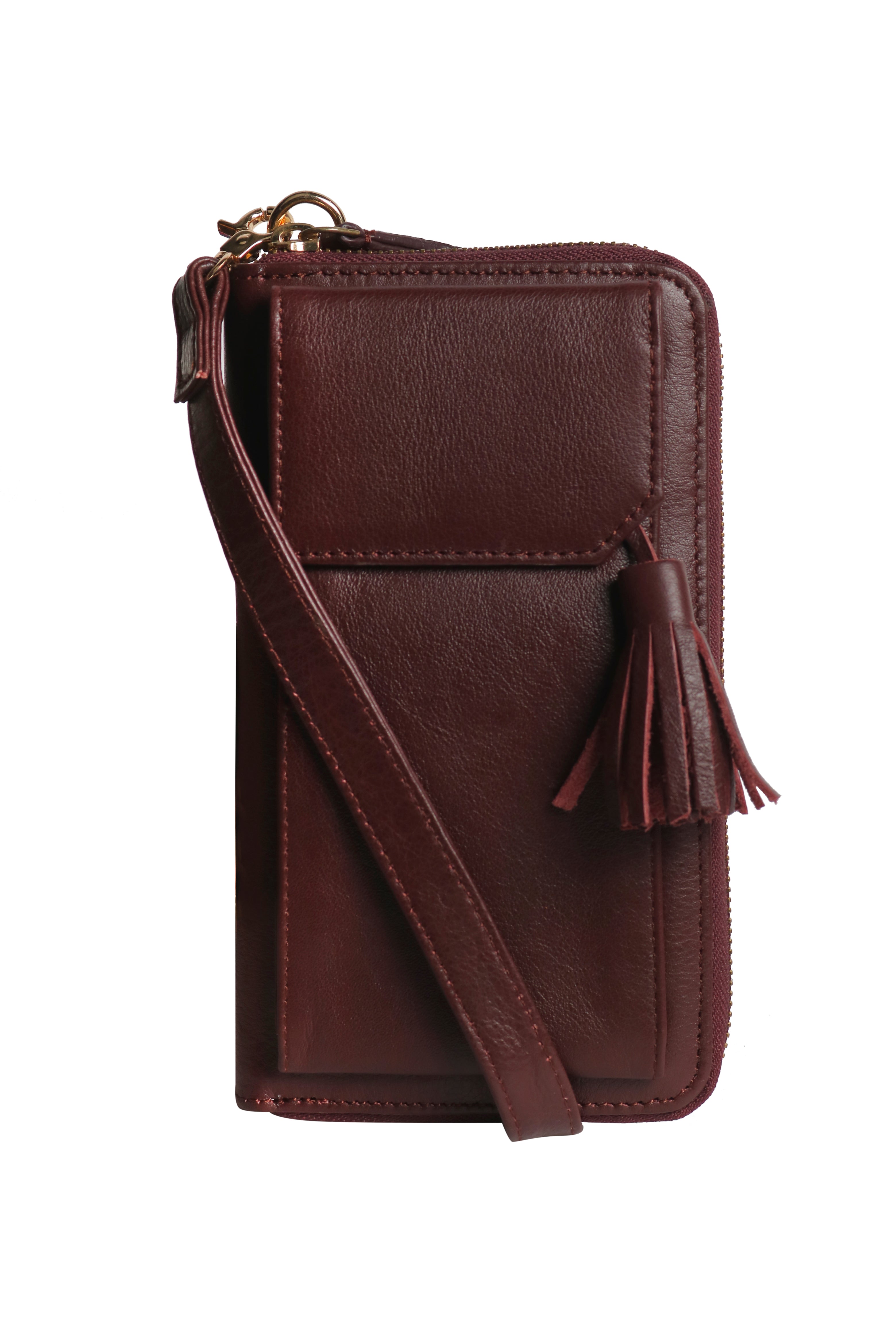 Three Fold Wallet Crossbody Aggiee Maroon