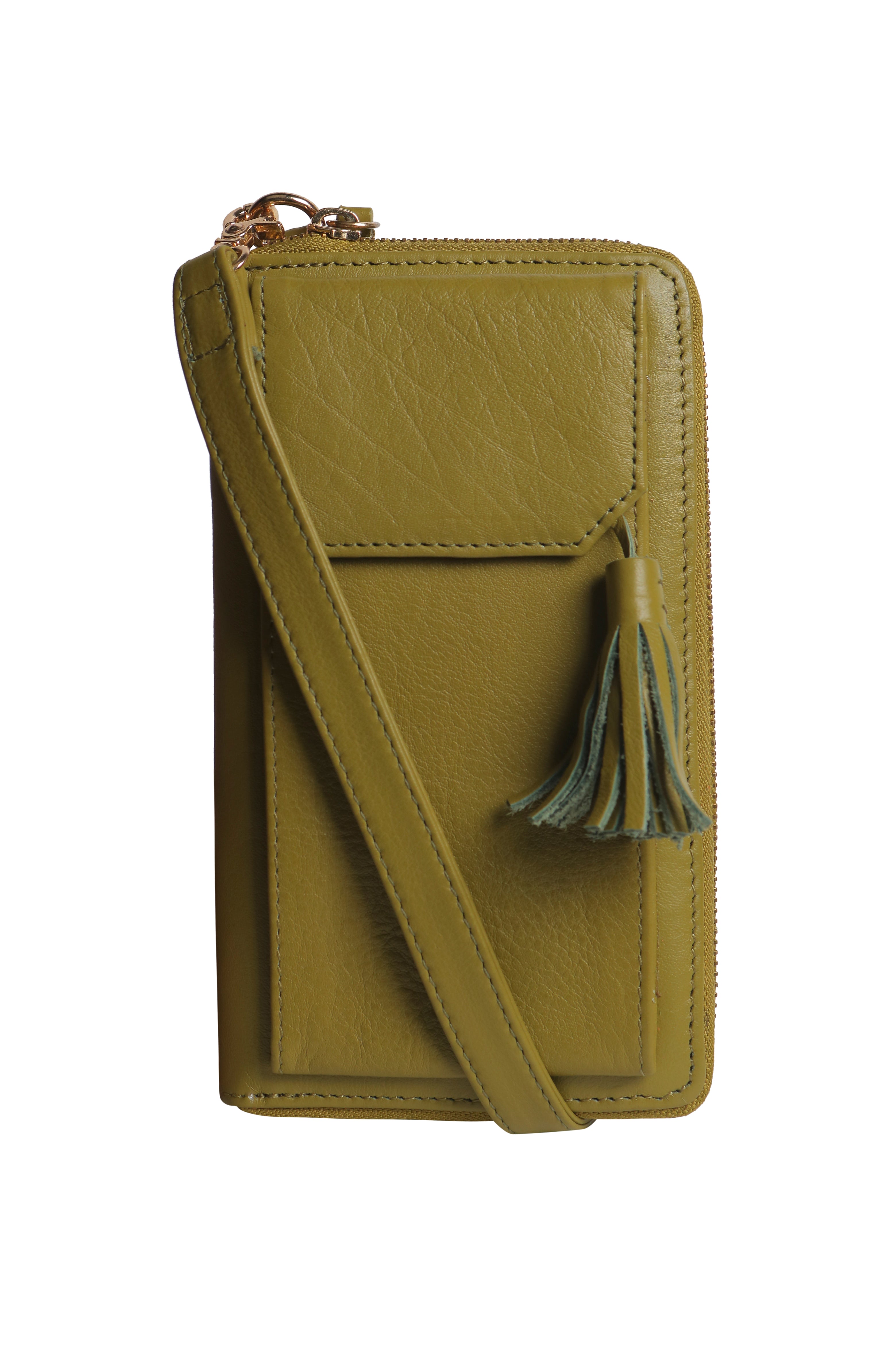 Three Fold Wallet Crossbody Olive Green