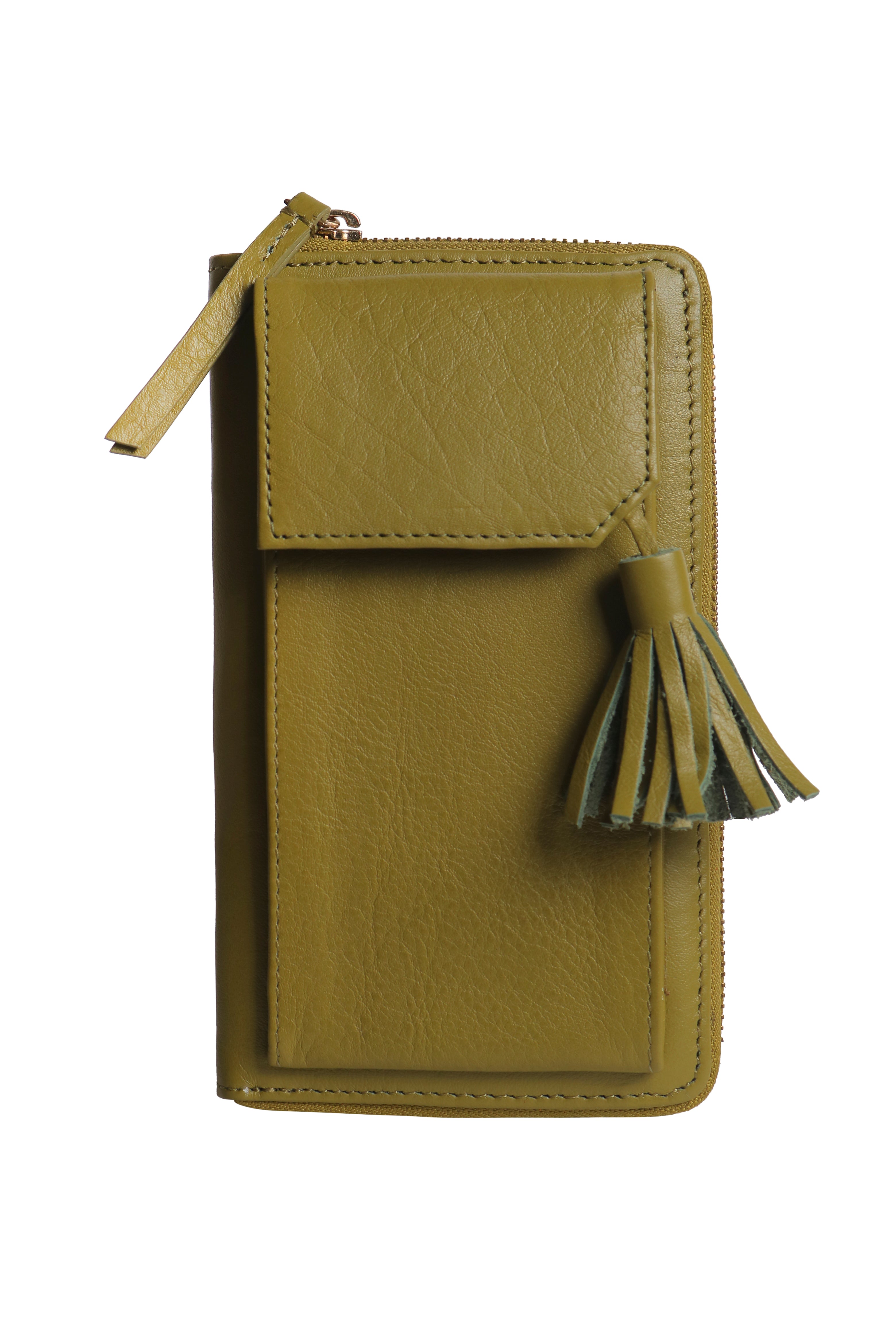 Three Fold Wallet Crossbody Olive Green