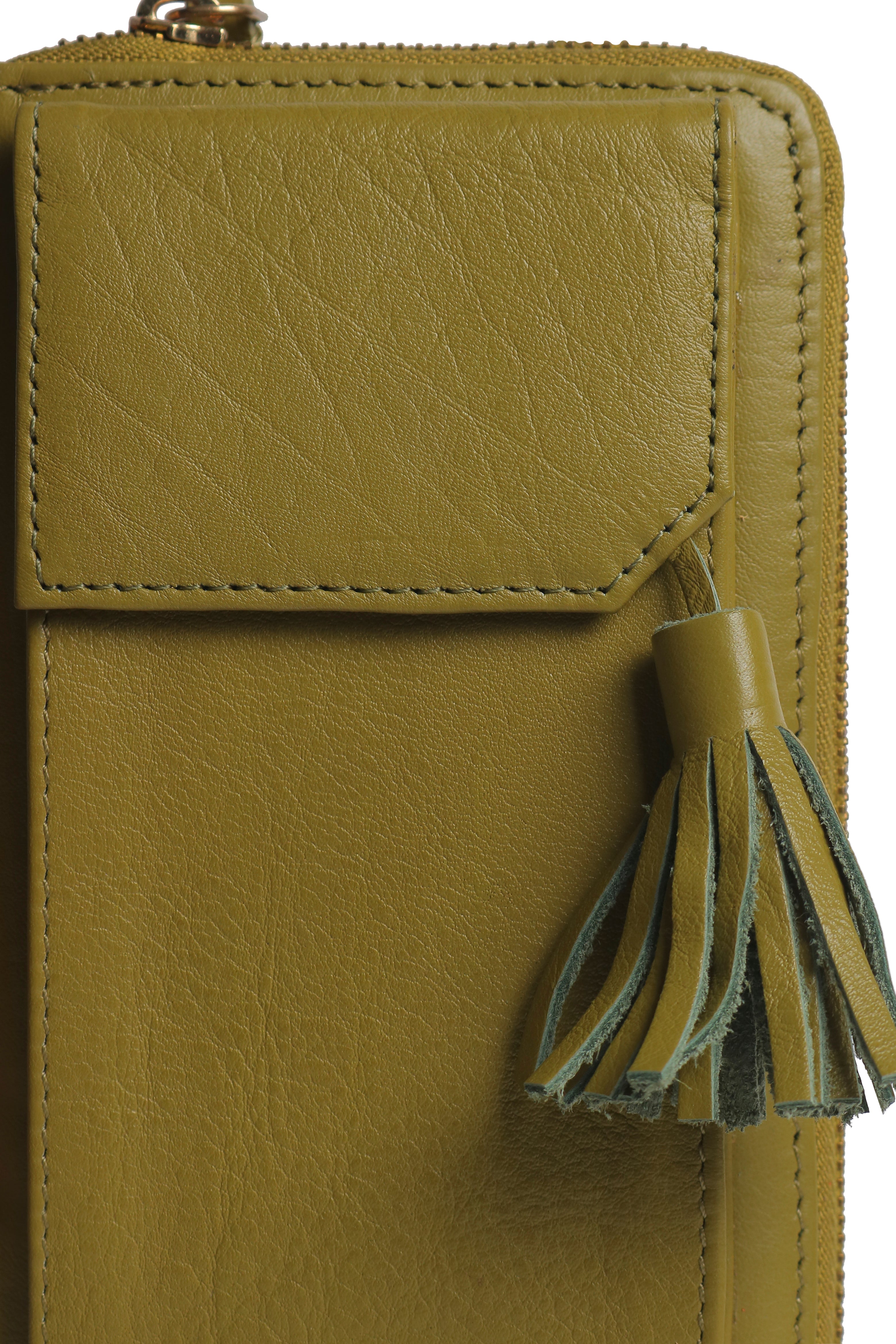 Three Fold Wallet Crossbody Olive Green