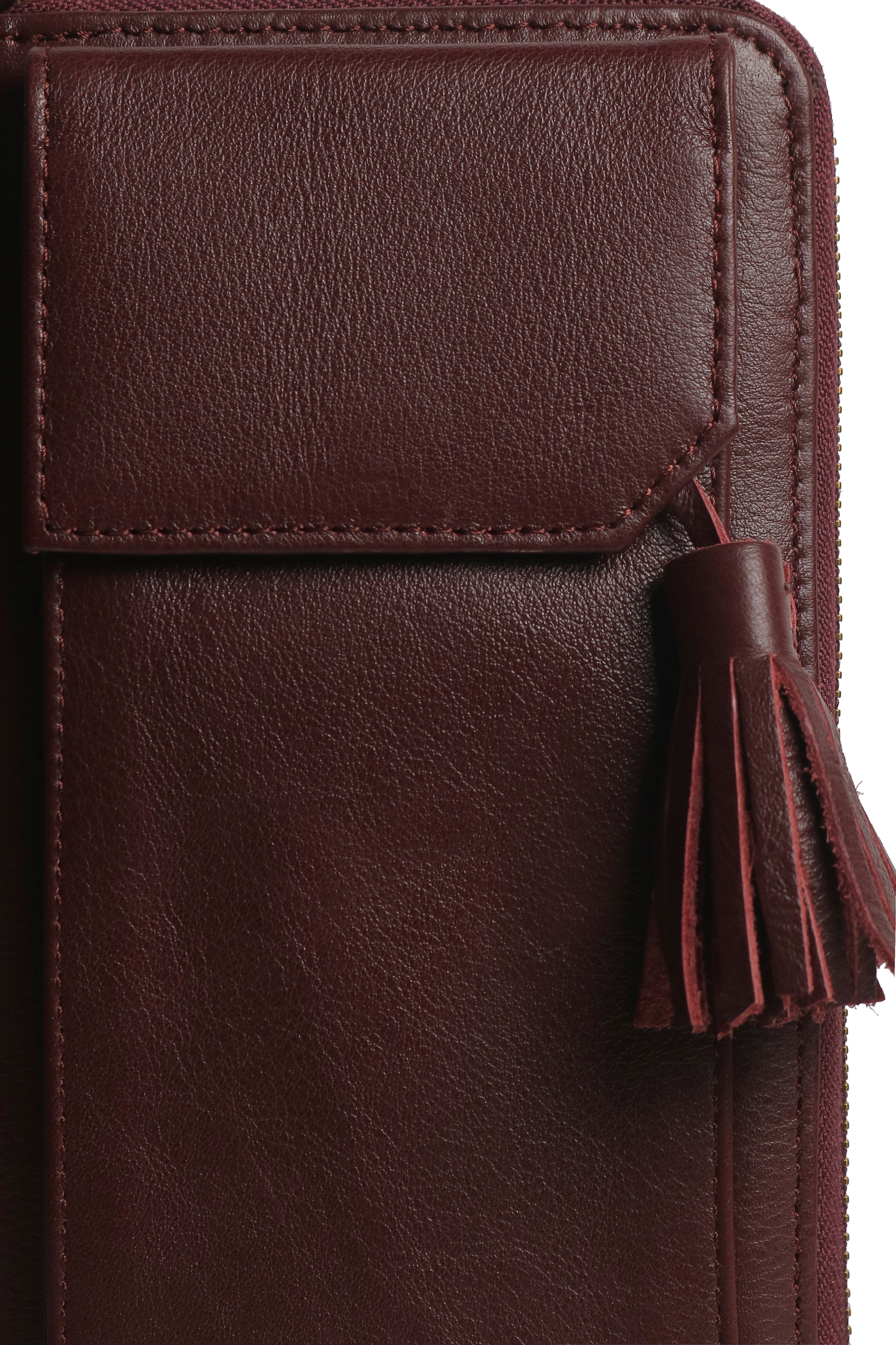 Three Fold Wallet Crossbody Aggiee Maroon