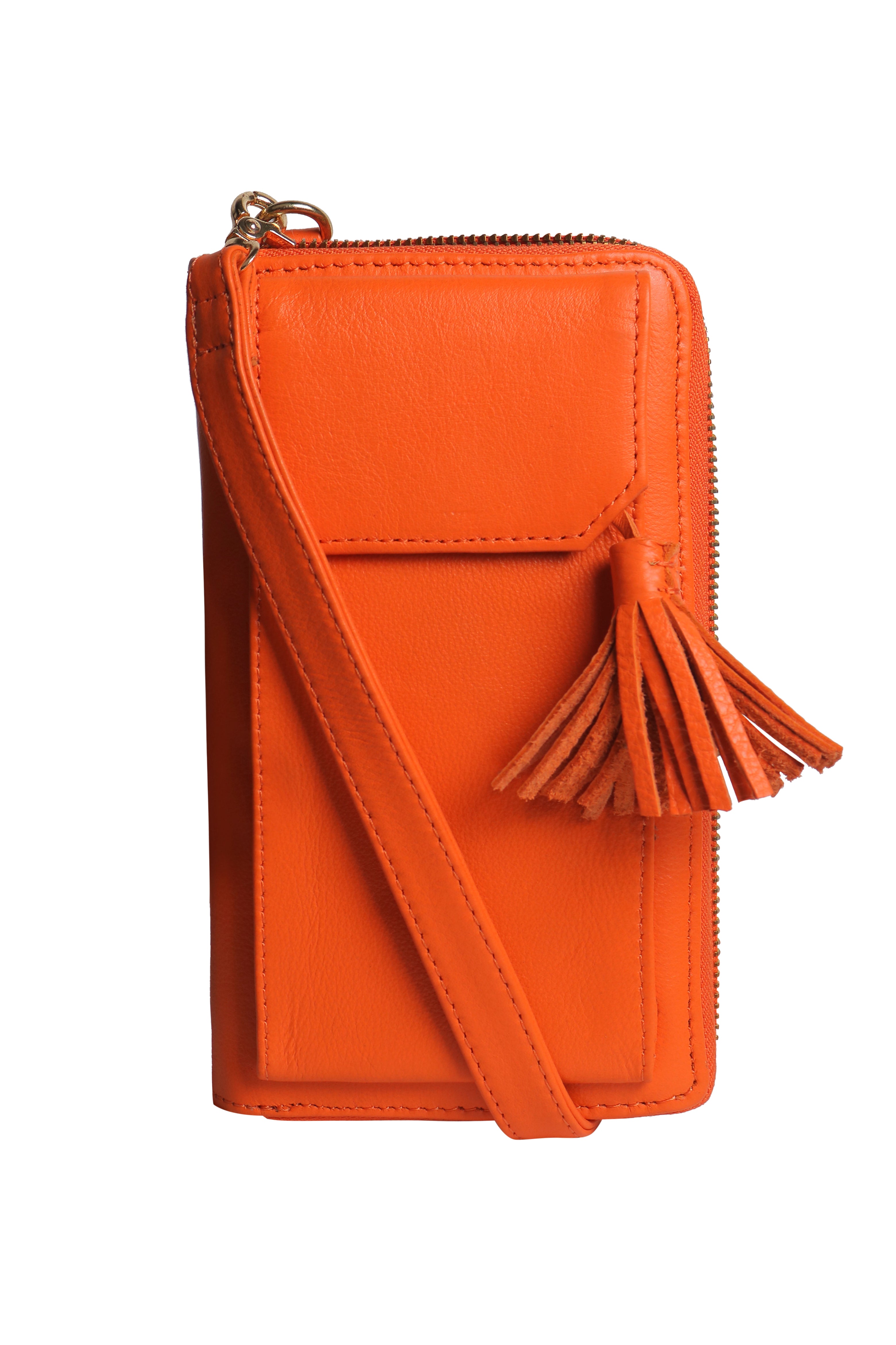 Three Fold Wallet Crossbody Orange