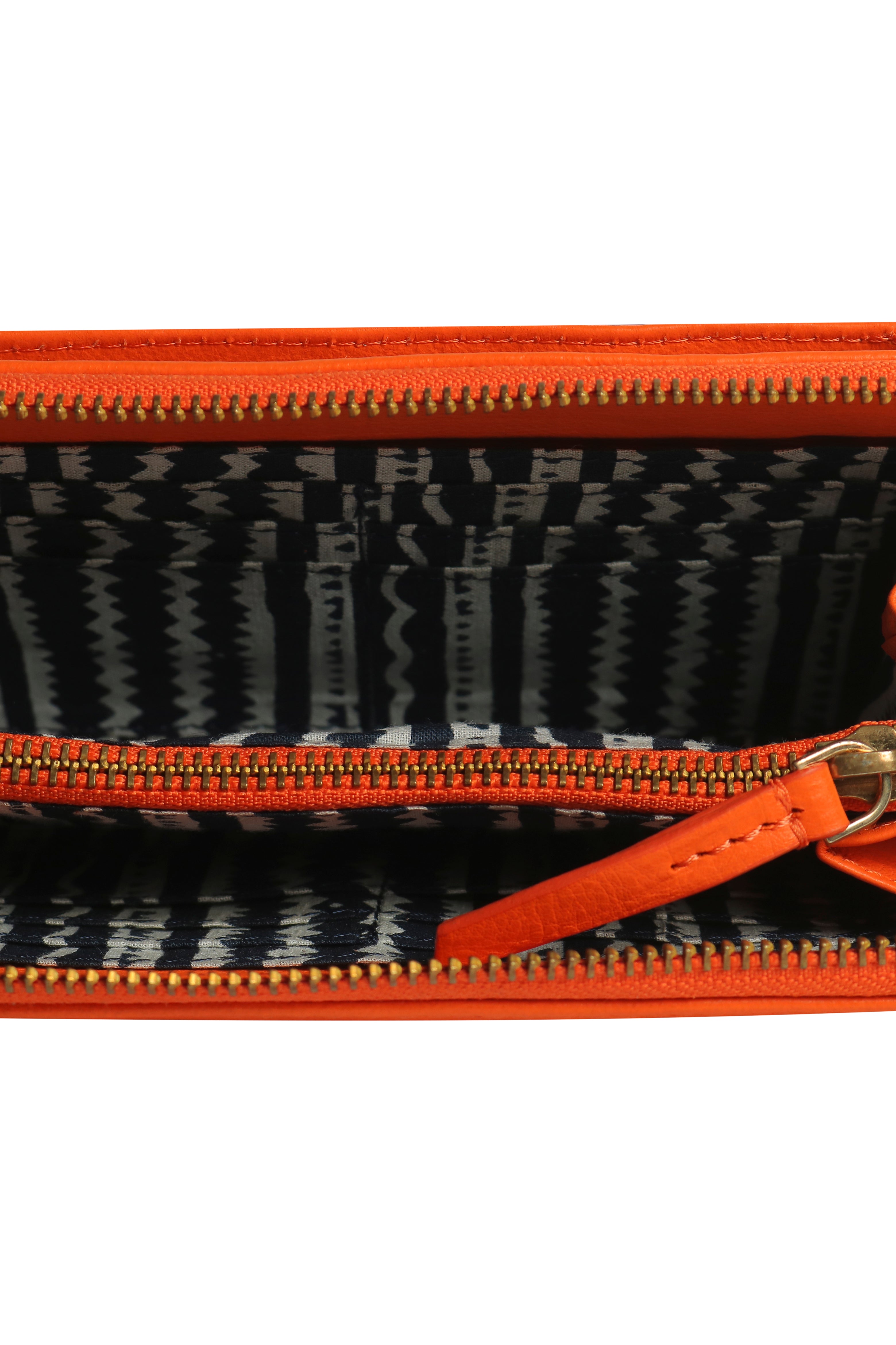 Three Fold Wallet Crossbody Orange