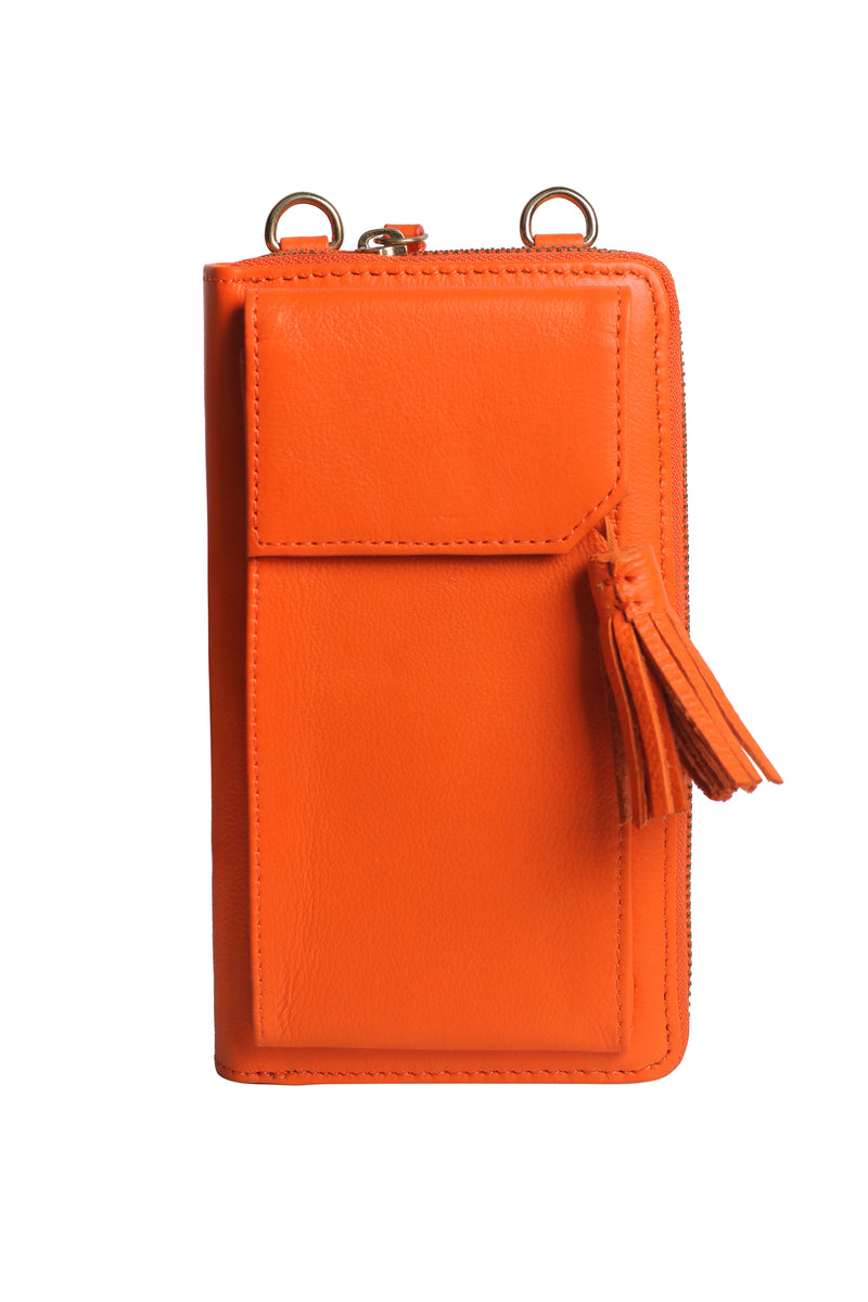 Three Fold Wallet Crossbody (Orange)
