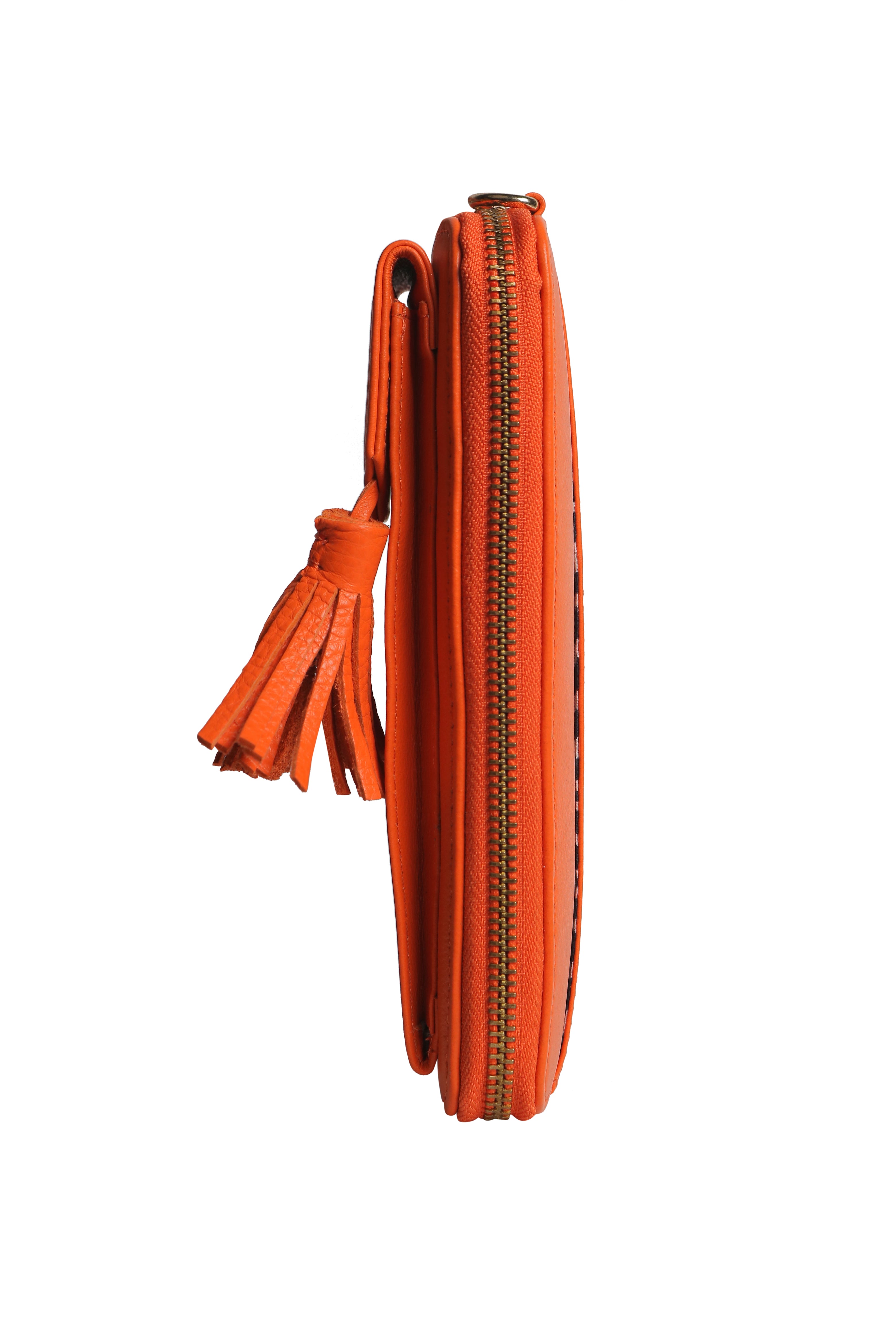 Three Fold Wallet Crossbody Orange